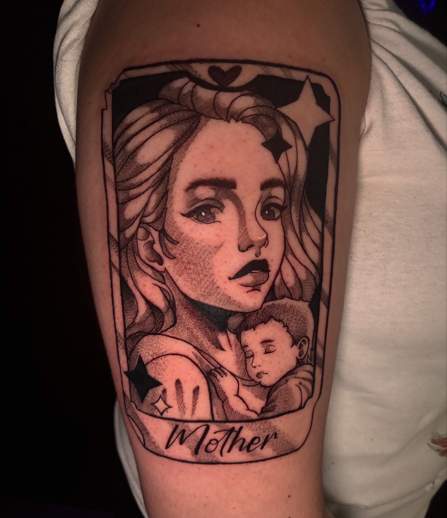 Mother and child realism tattoo on the forearm by Colton🎨