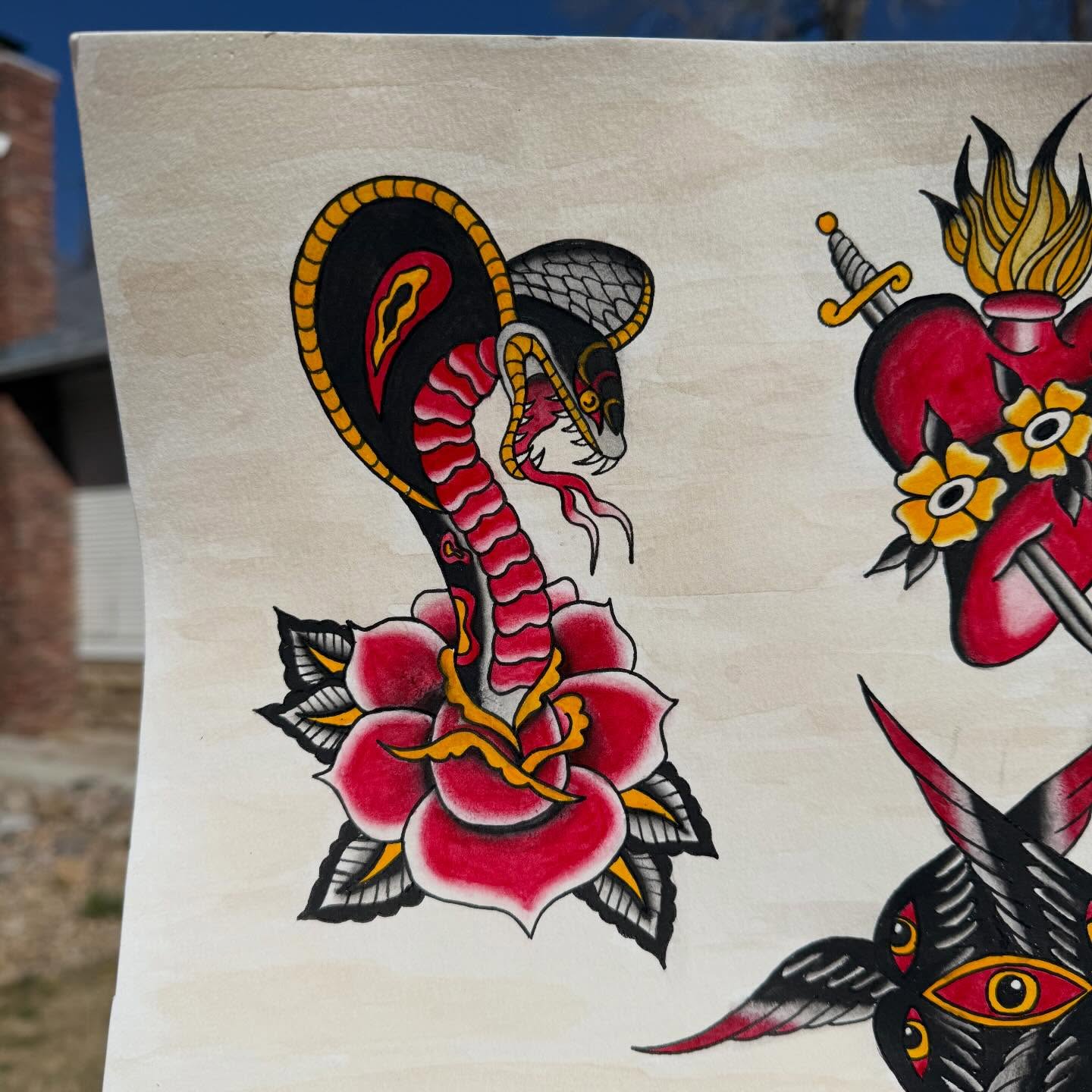 Snake and flower American traditional tattoo by Liz🗡️Fort Collins🗡️Tattoo Apprentice