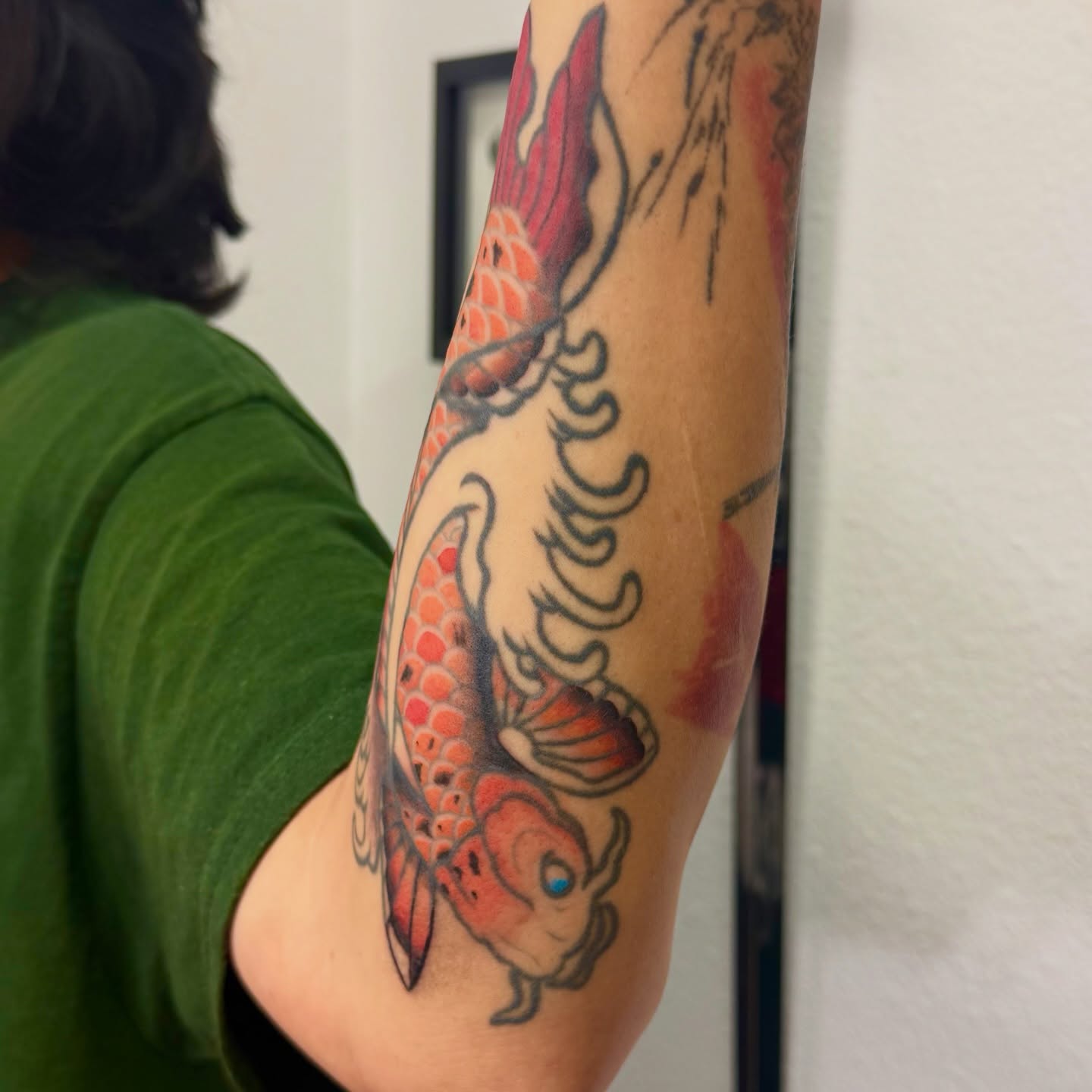 Koi fish japanese irezumi tattoo on the forearm by Shay - Mandeville Tattoo Artist
