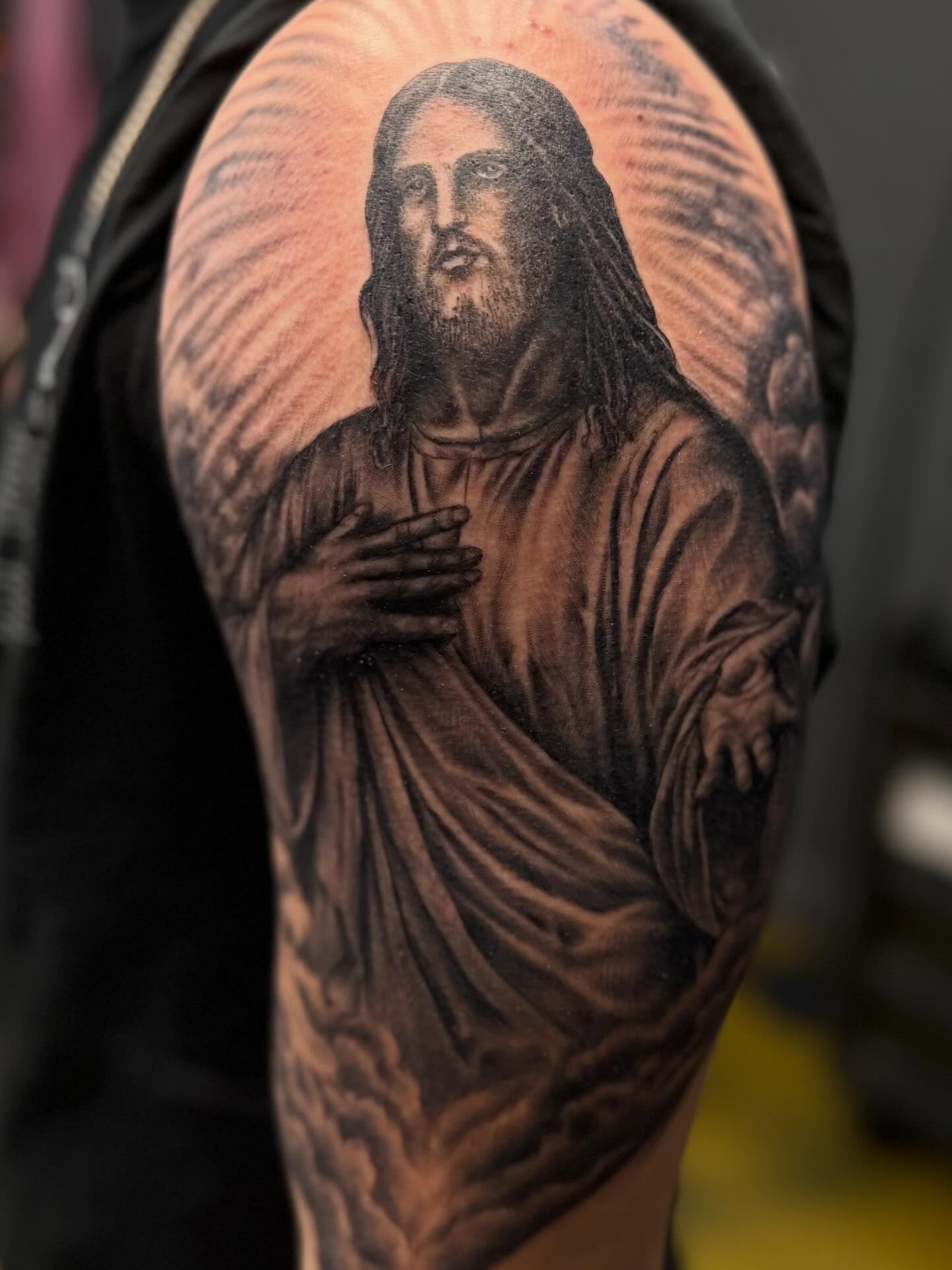 Tattoo by @kluch_tattoo — realism, black_and_grey