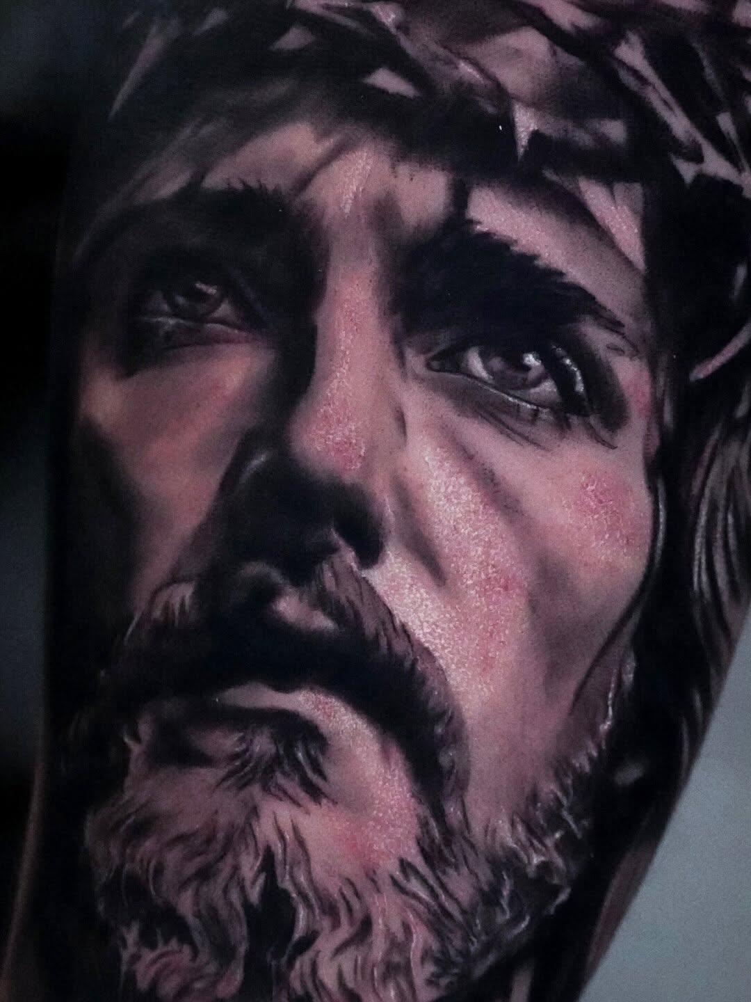 Jesus Christ portrait Chicano tattoo on the forearm by ✝️ Nicholas Fernandez ✝️