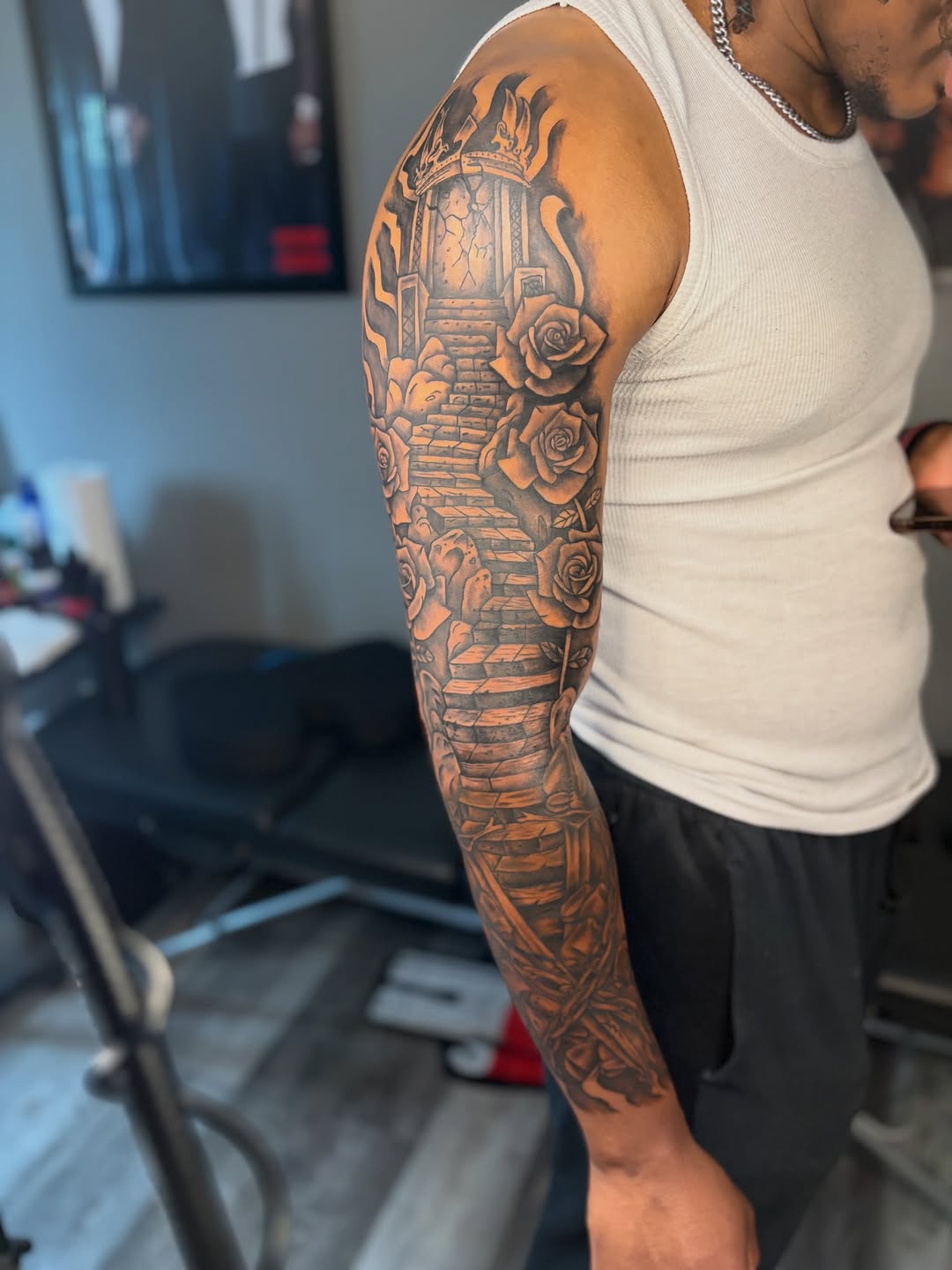 Tattoo by @maleekinkz โ black_and_grey, realism
