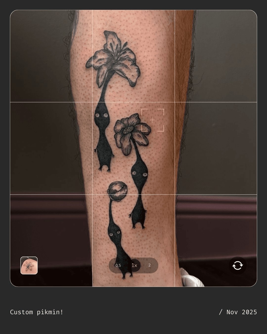 Custom pikmin dotwork tattoo on the forearm by Bella - Austin Tattoo Artist ₓ˚. ୭