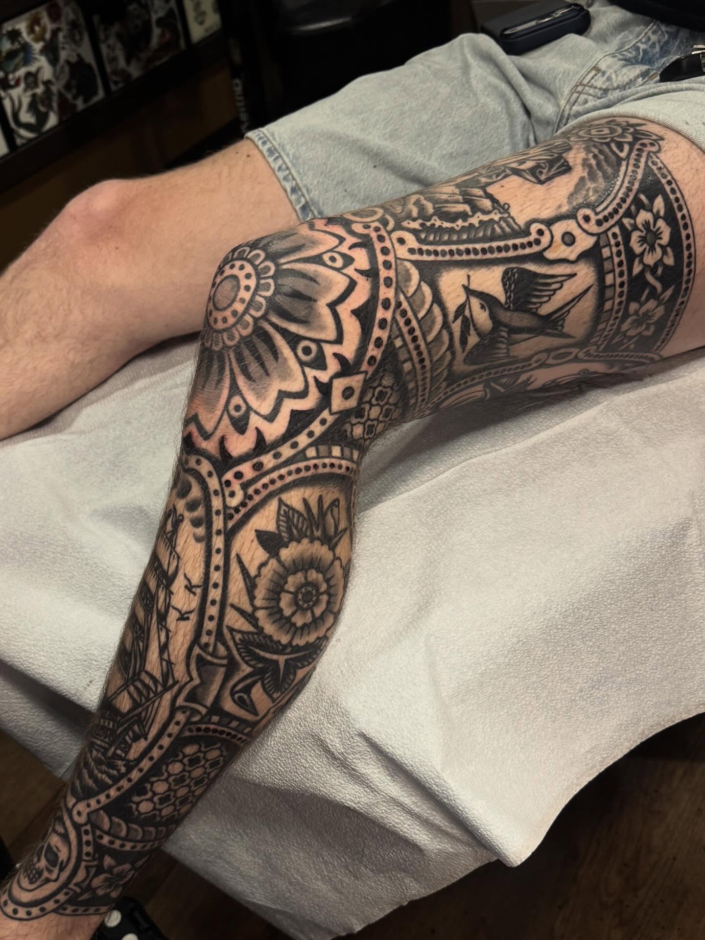 Floral mandala ornamental tattoo on the forearm by Ryan Engels