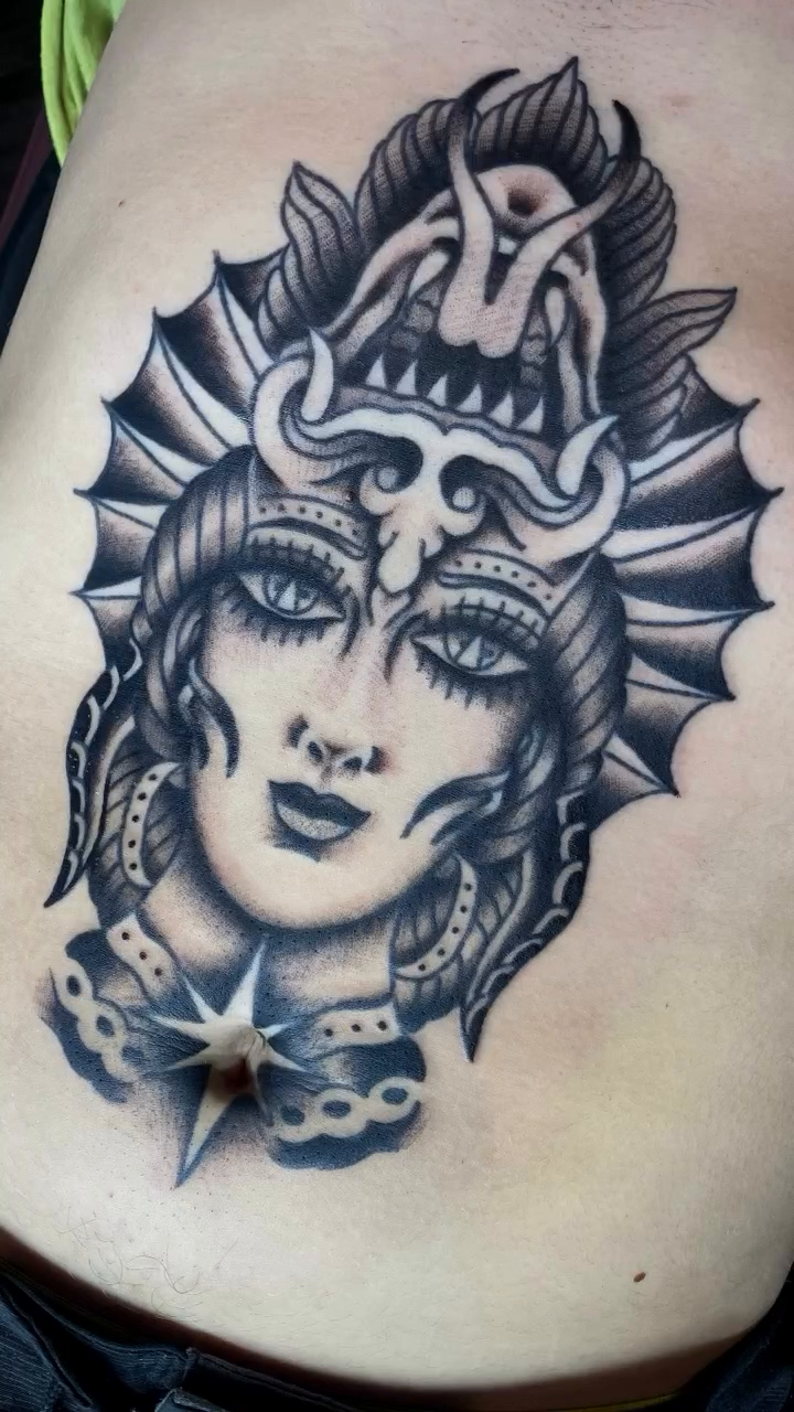 Tattoo by @snakedaggerose — black_and_grey, realism