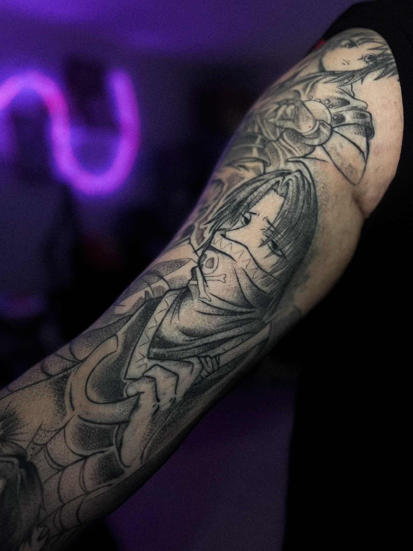 Tattoo by @gatxdelboske_ — dotwork, anime