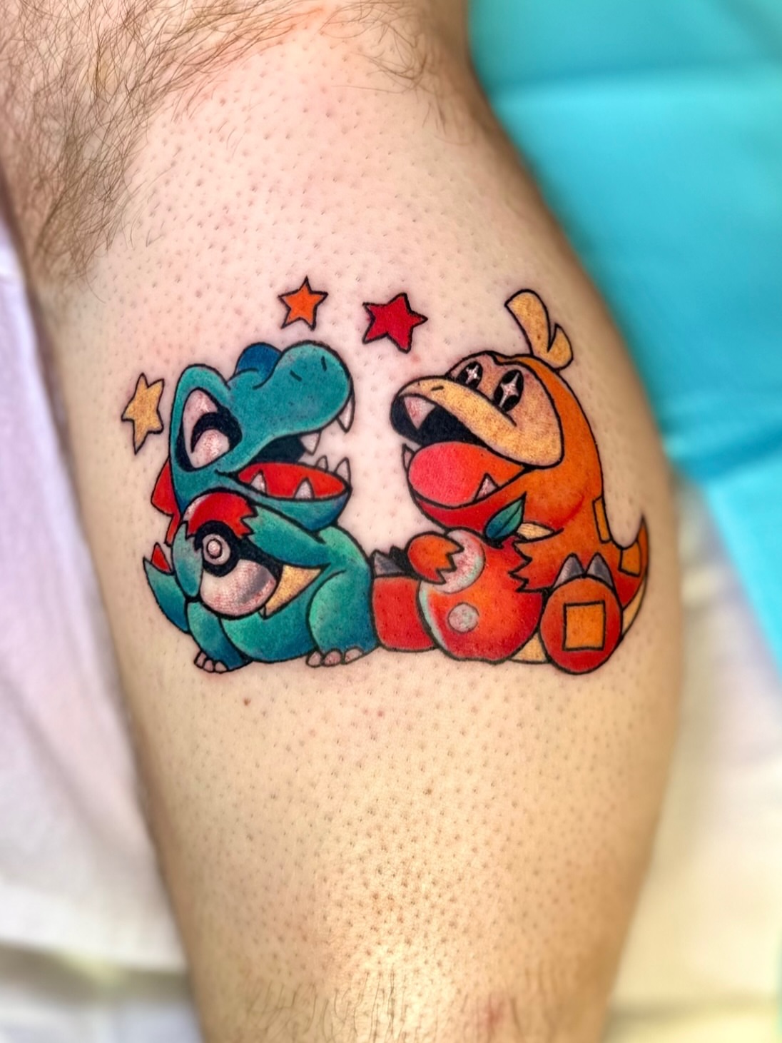 Dragon duo dotwork tattoo on the thigh by ⭐️Kelvira⭐️