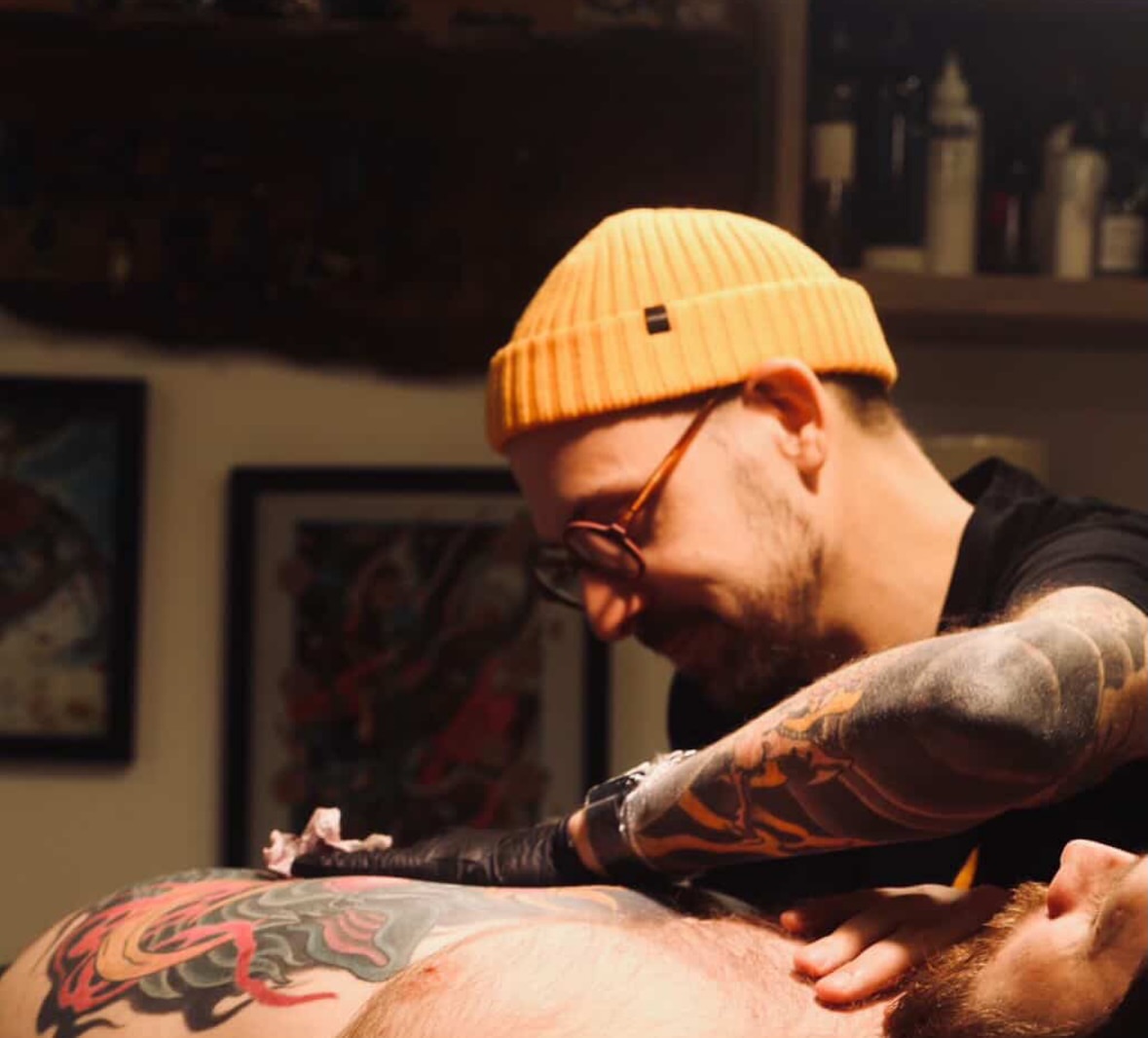 Tattoo artist American traditional tattoo on the back by James Bird, Vancouver, British Columbia