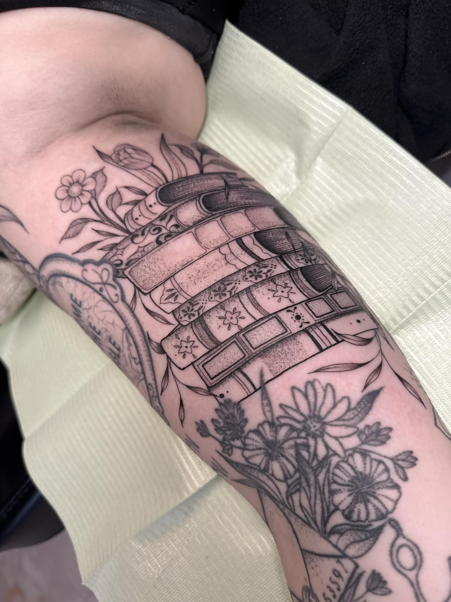 Tattoo by @inkedbydelaney — black_and_grey, dotwork