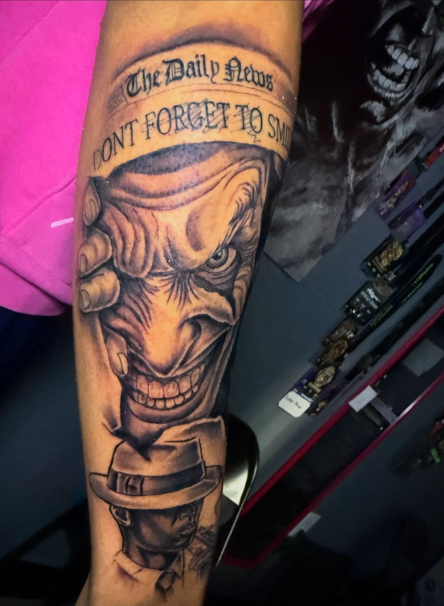 Joker realism tattoo on the forearm by Butta