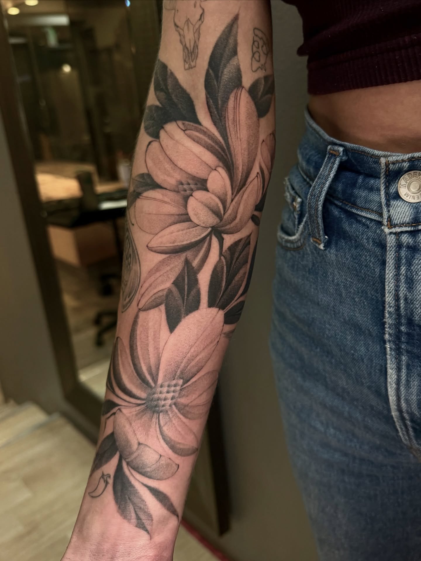 Tattoo by @blacklambx — black_and_grey, realism