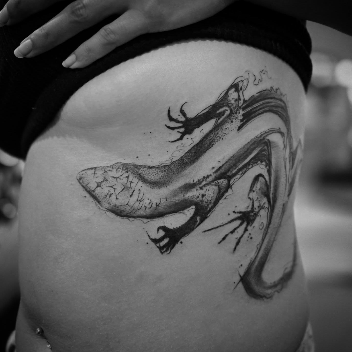 Tattoo by @aaronistattoo — black_and_grey, dotwork