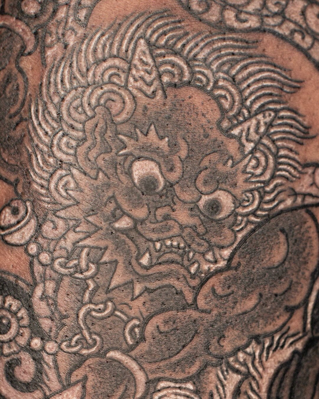 Demon American traditional tattoo on the torso by 홍대타투