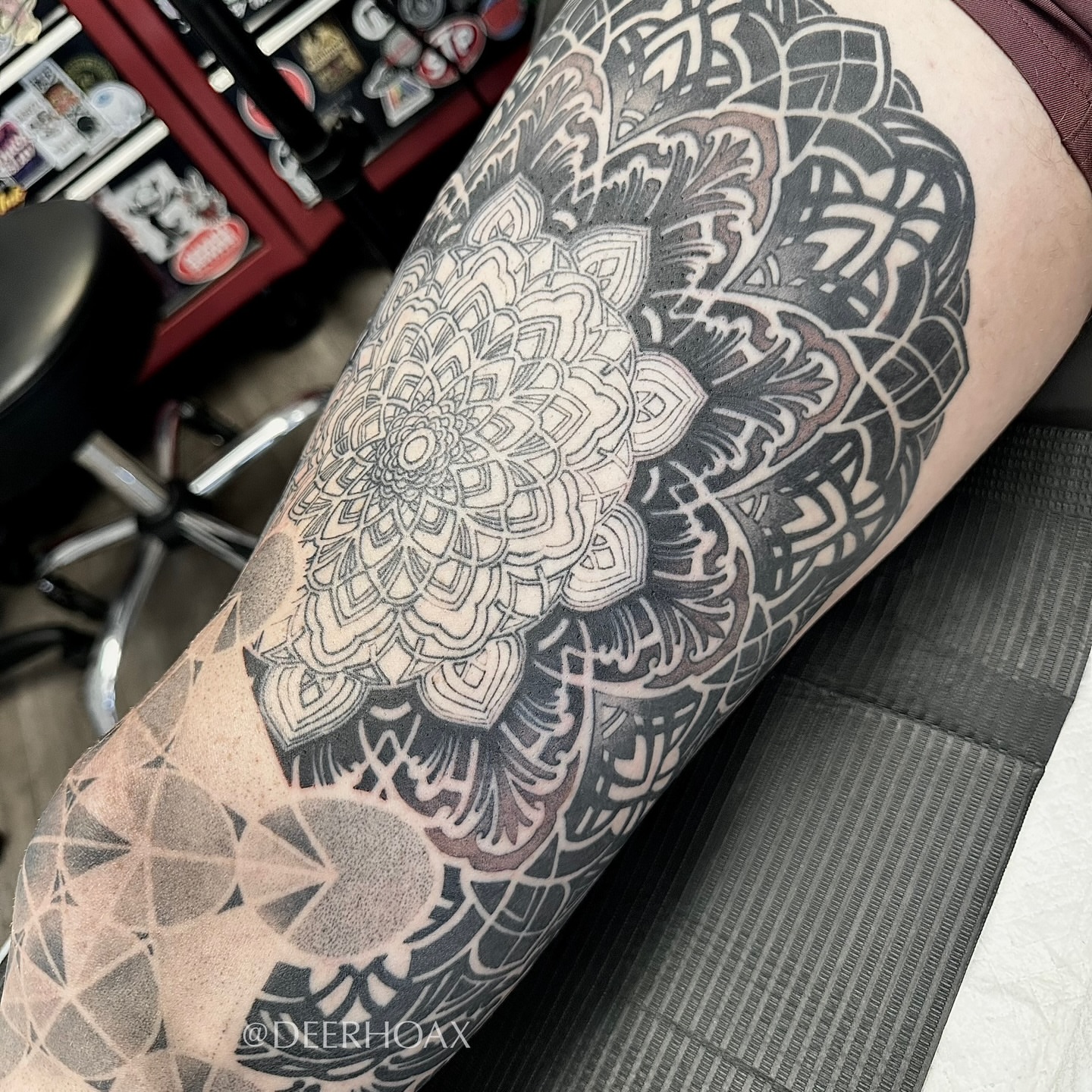 Tattoo by @deerhoax — black_and_grey, geometric