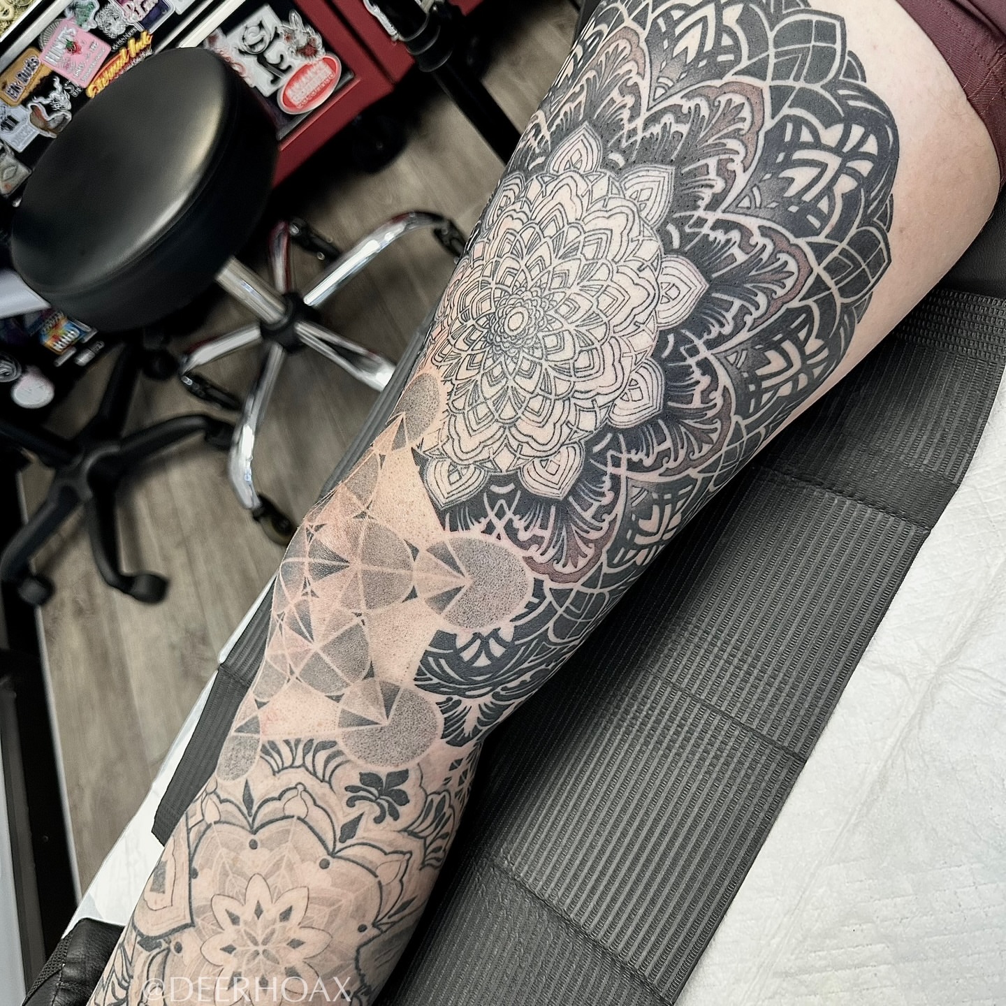 Tattoo by @deerhoax — black_and_grey, geometric