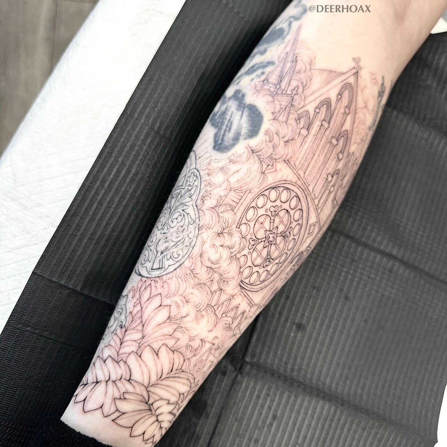 Tattoo by @deerhoax — black_and_grey