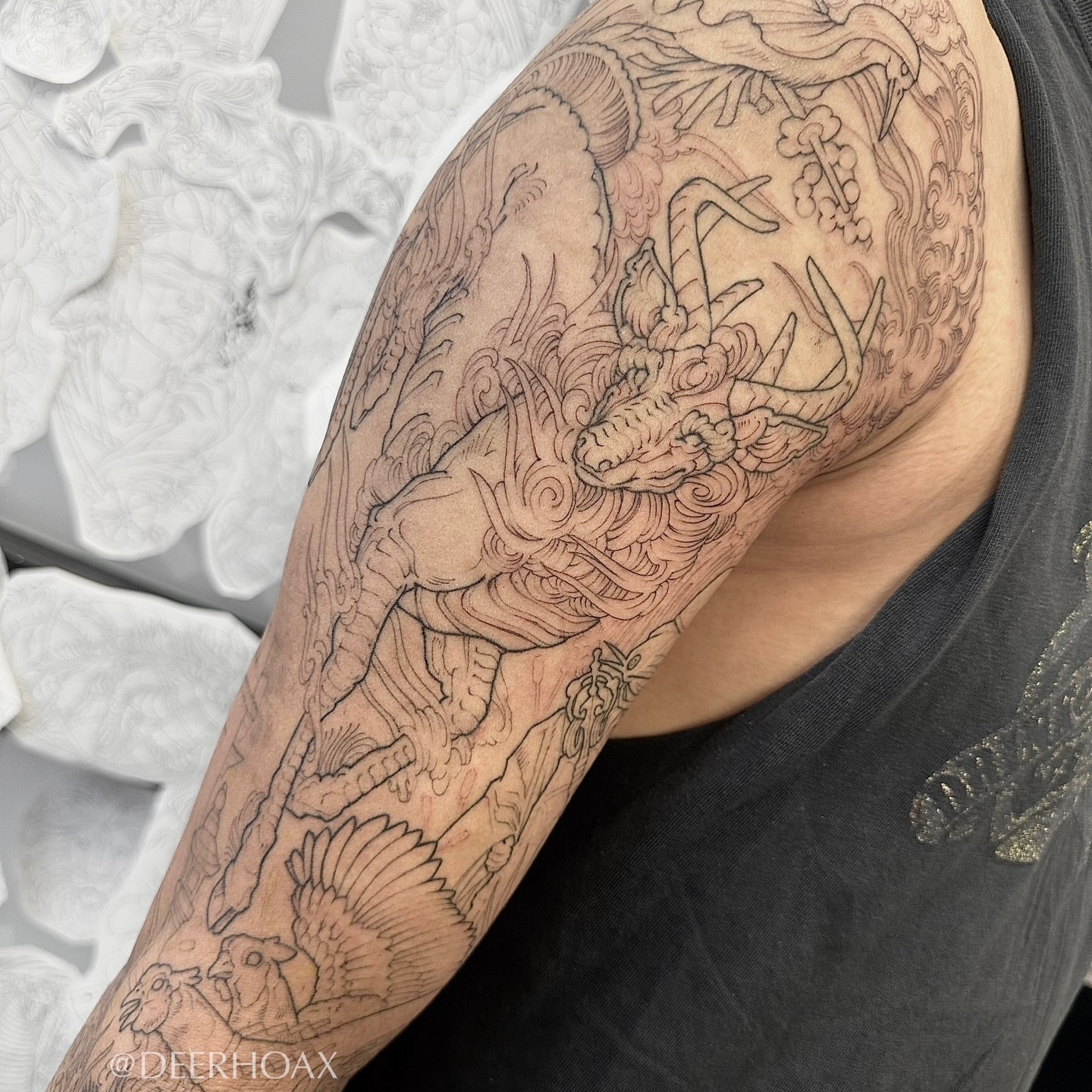 Tattoo by @deerhoax — black_and_grey, realism