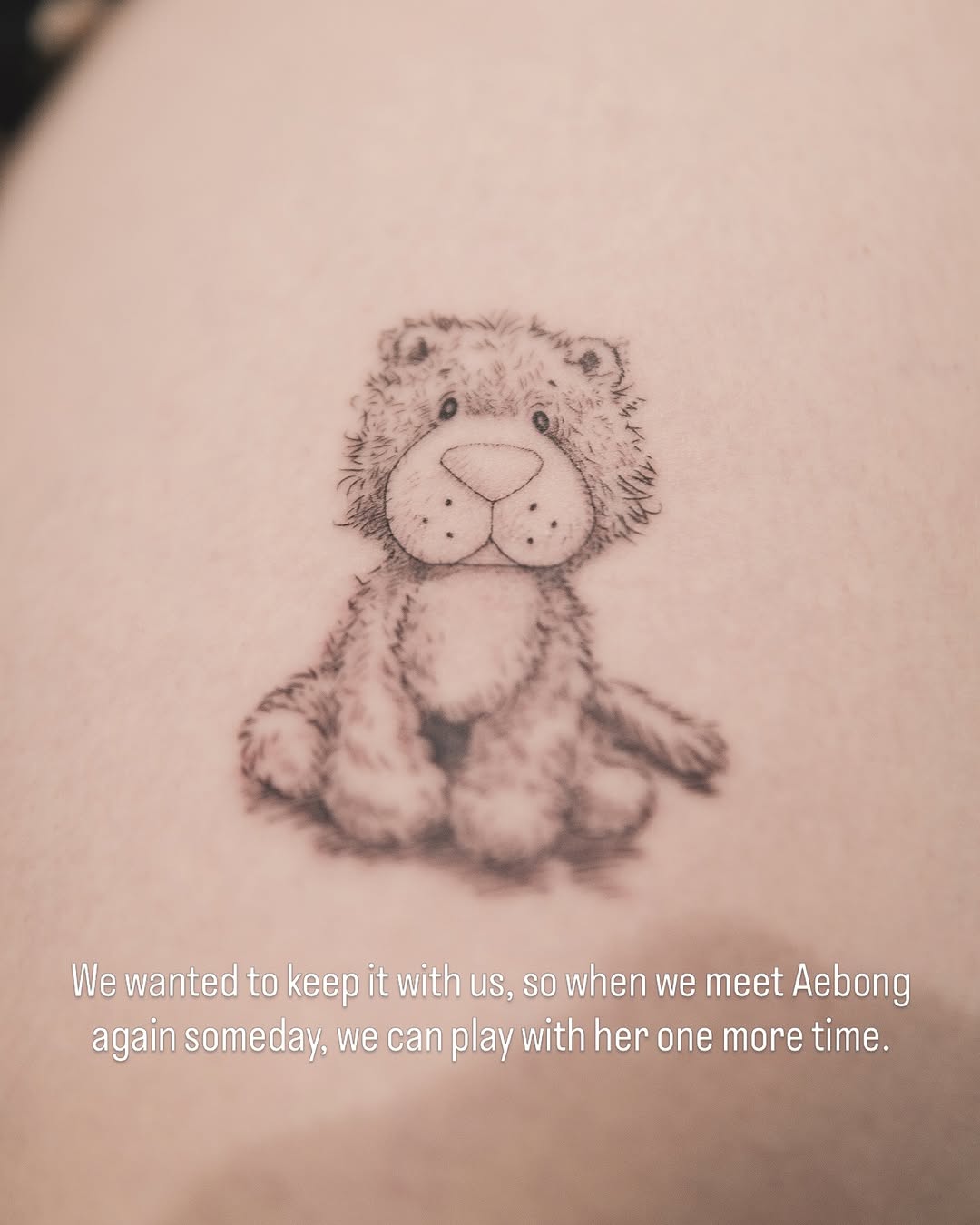 Teddy bear realism tattoo on the shoulder by Joey
