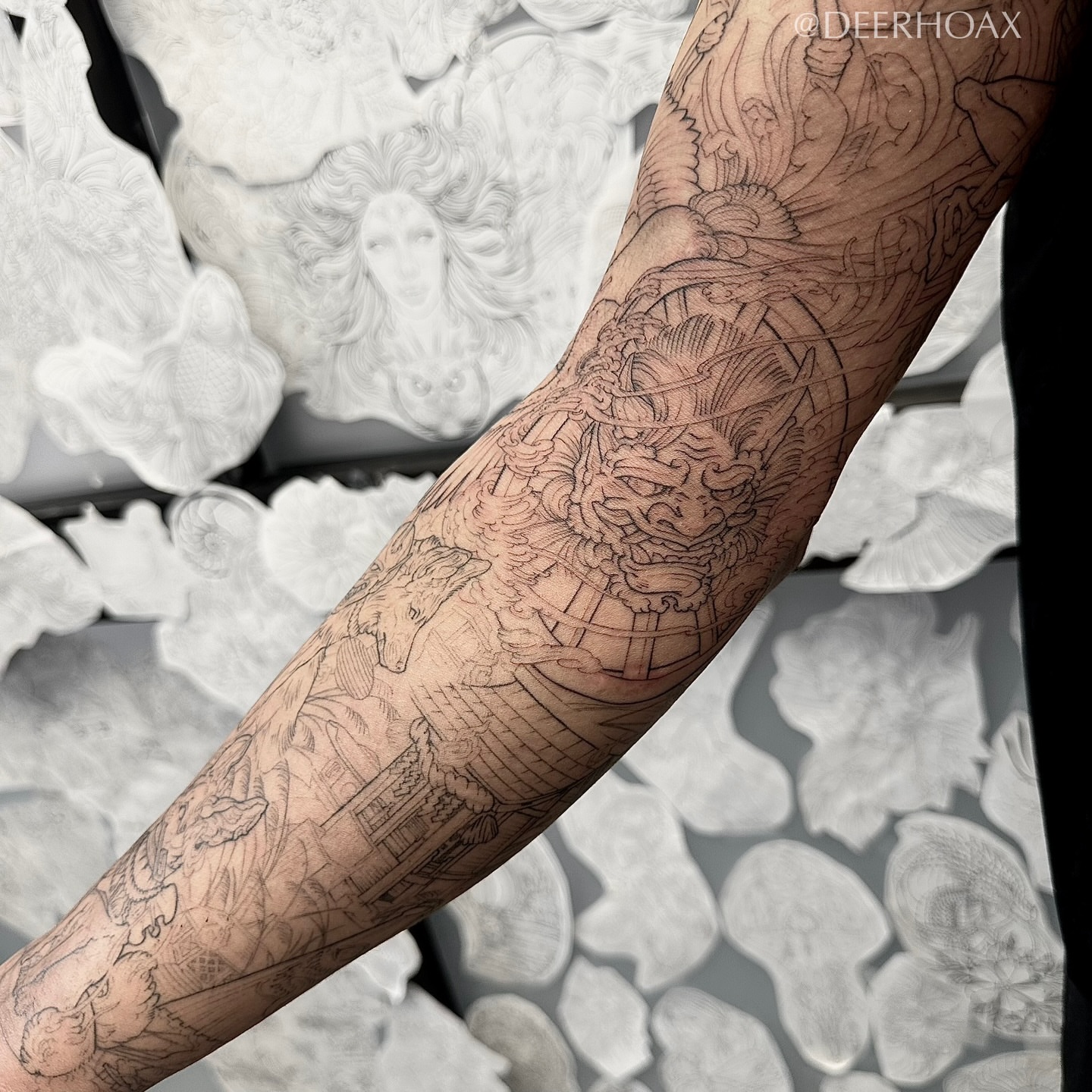 Tattoo by @deerhoax — black_and_grey