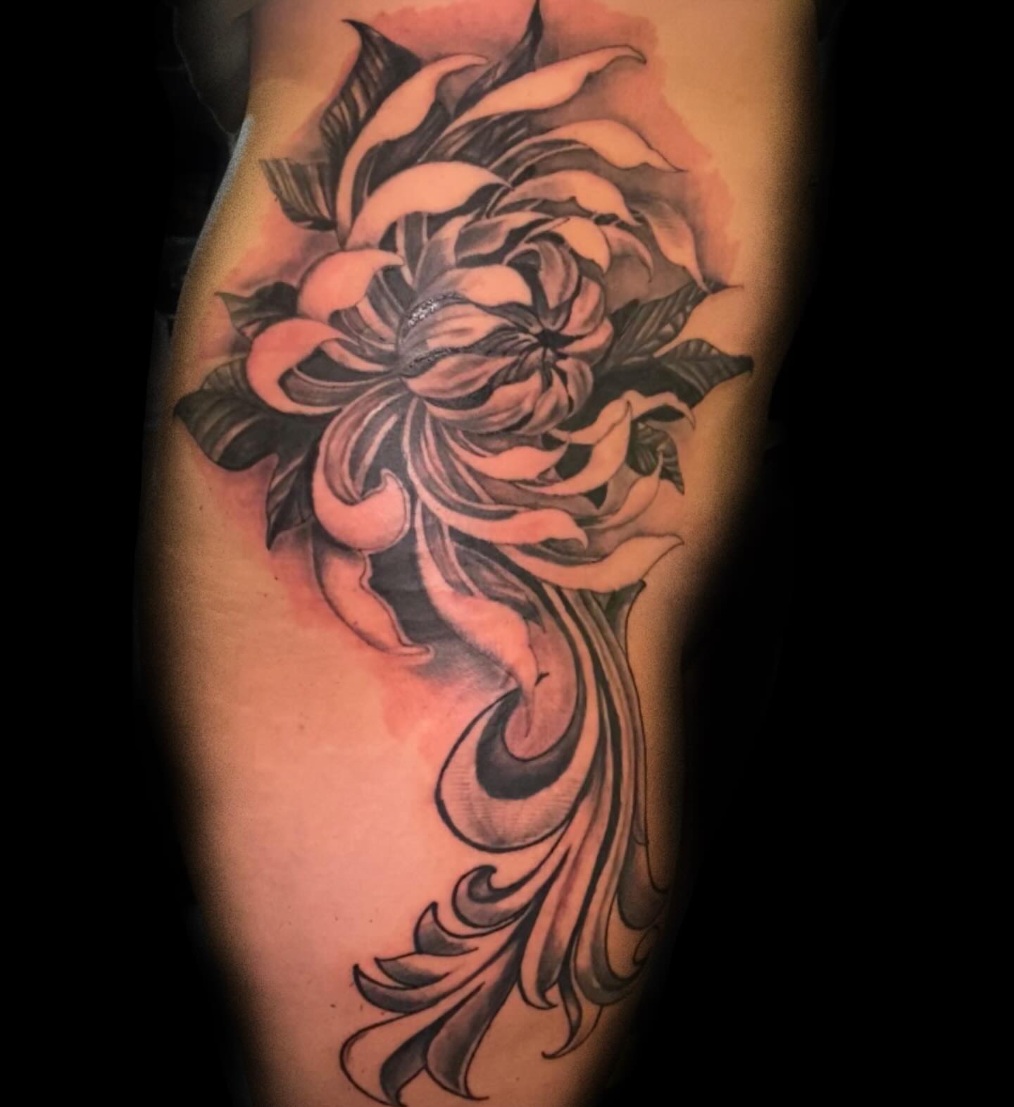 Tattoo by @moving_muralsart — black_and_grey