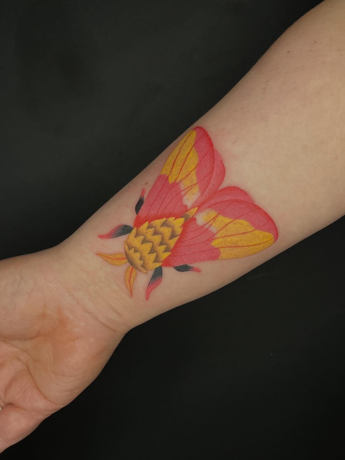 Butterfly watercolor tattoo on the forearm by Chase Healey, Salt Lake City, Utah