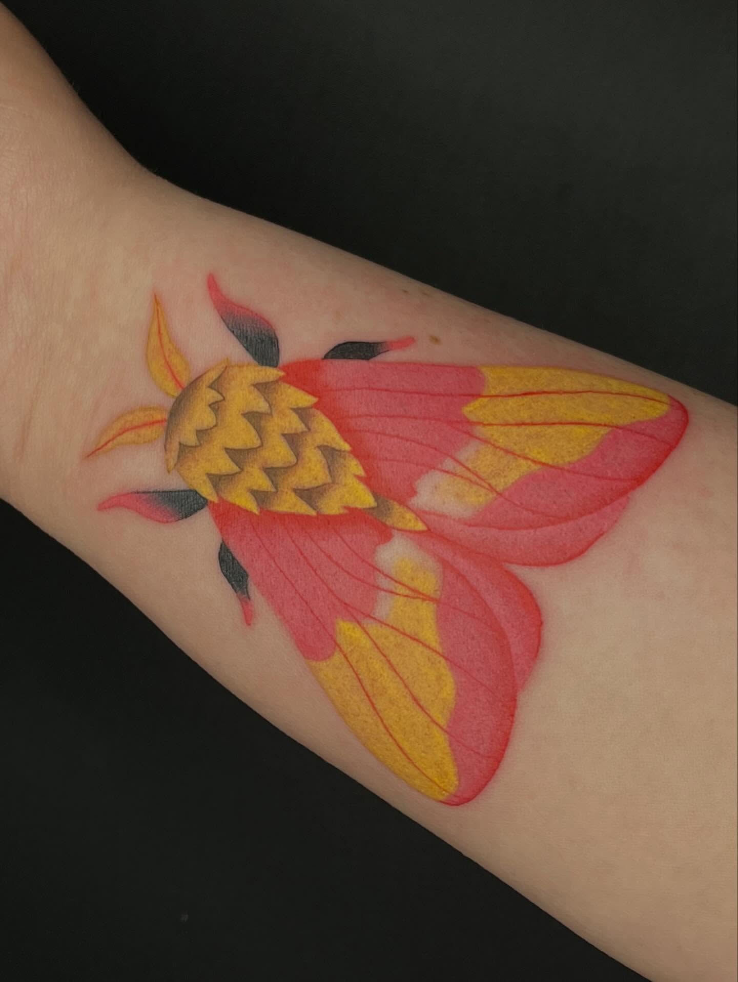 Moth realism tattoo on the forearm by Chase Healey, Salt Lake City, Utah