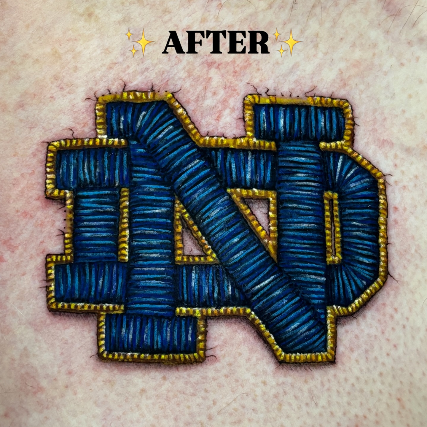 ND logo lettering script tattoo by 𝕮𝖍𝖊𝖞𝖊𝖓𝖓𝖊