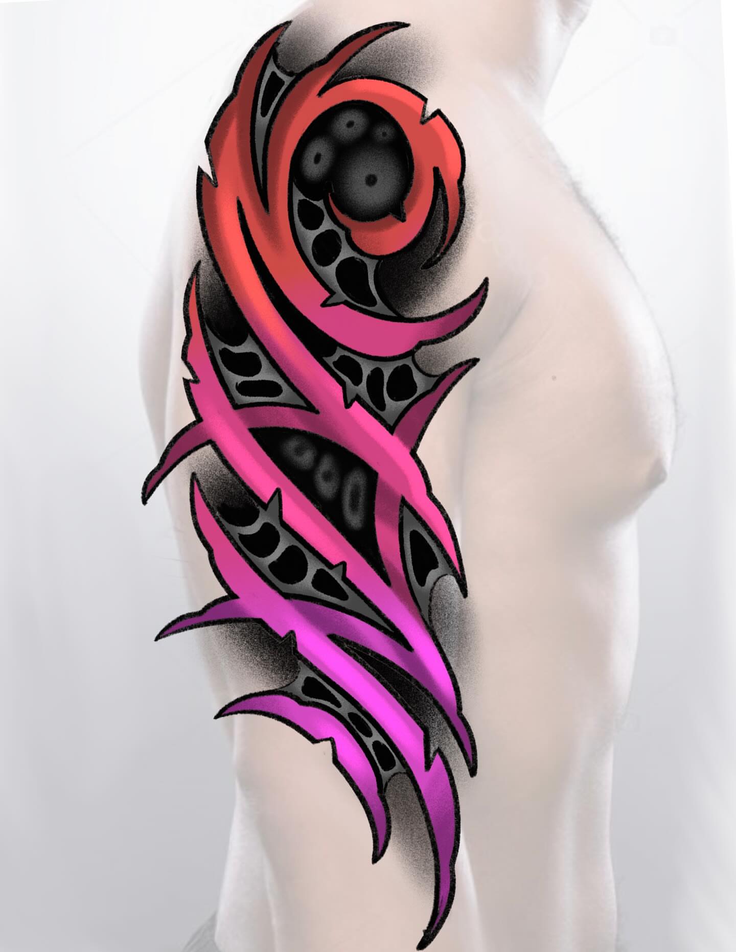 Abstract swirl geometric tattoo on the shoulder by Kellsey Mull