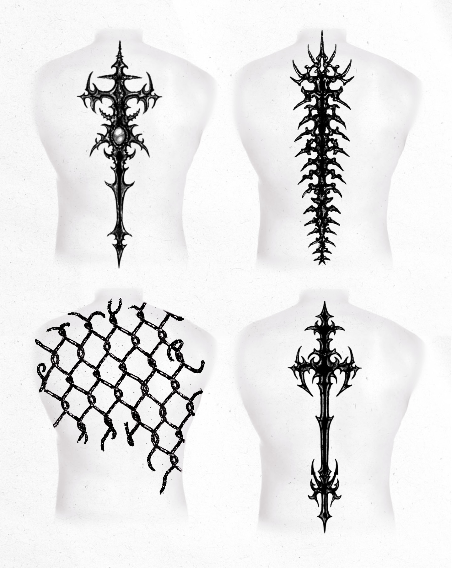Spine blackwork tattoo on the back by Cooper, Portland, Oregon