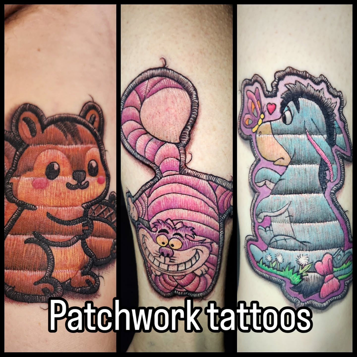 Patchwork tattoos tattoo on the upper arm by Chris Bowen