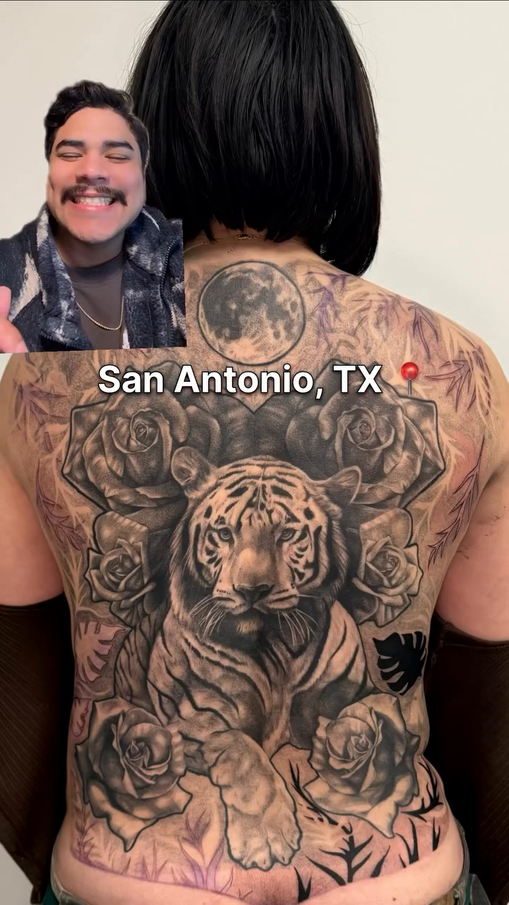 Tiger with floral elements realism tattoo by Mystikal Blue Casares
