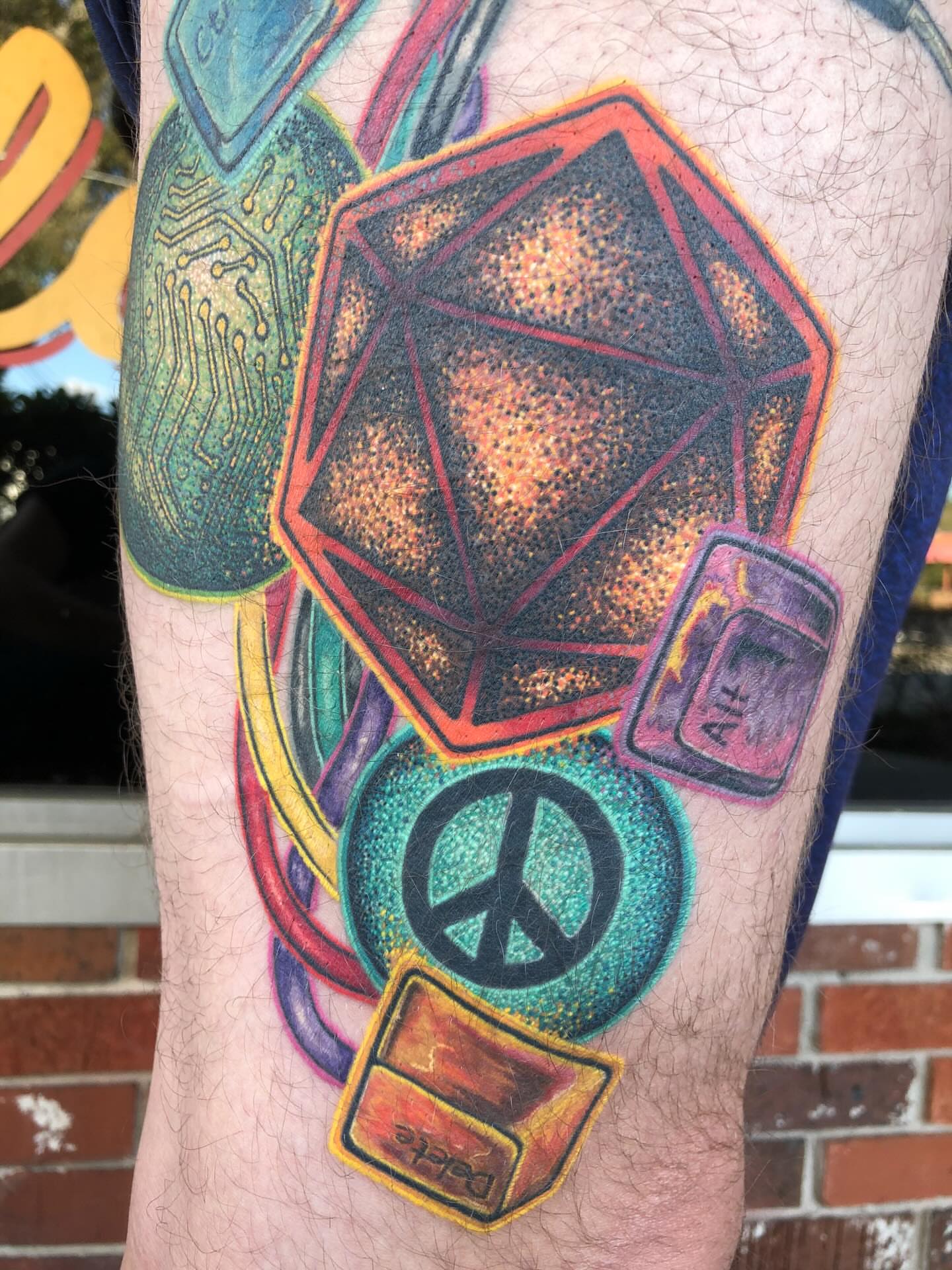 Geometric shapes dotwork tattoo on the forearm by LiteBriteTattoo, Salt Lake City, Utah