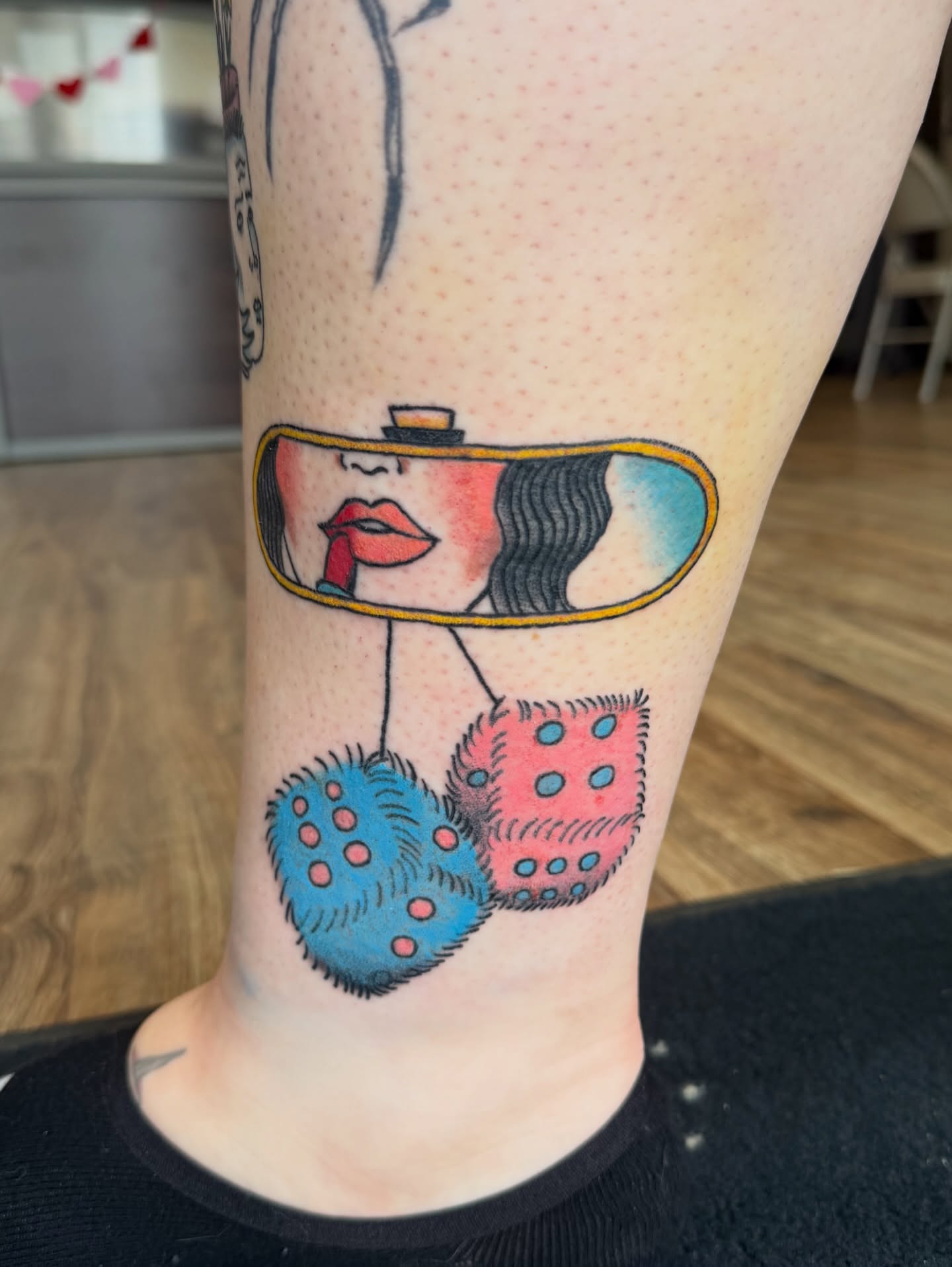 Woman with dice dotwork tattoo on the forearm by Giana Masso