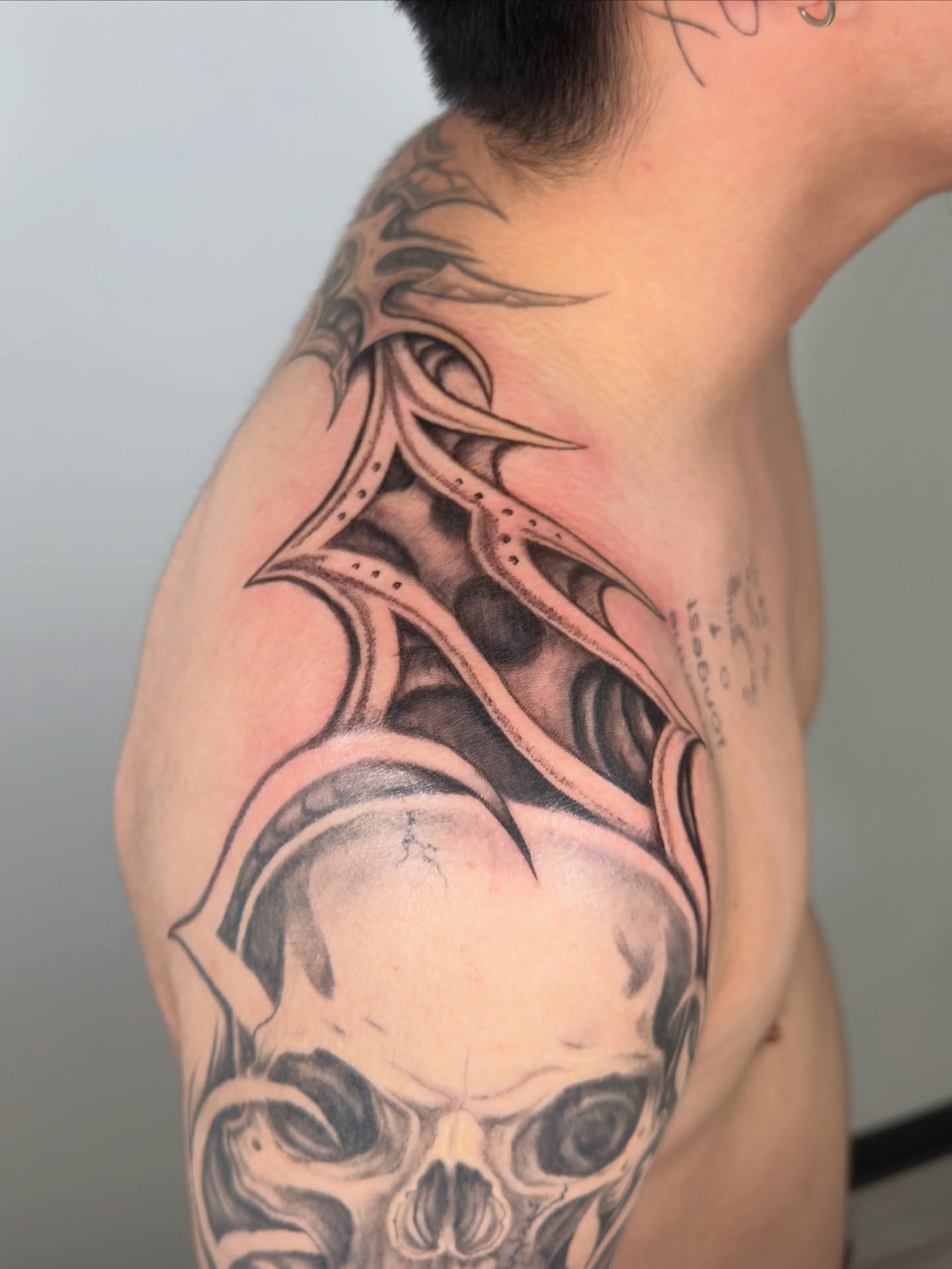 Tattoo by @yourlocalmisfit — black_and_grey, realism