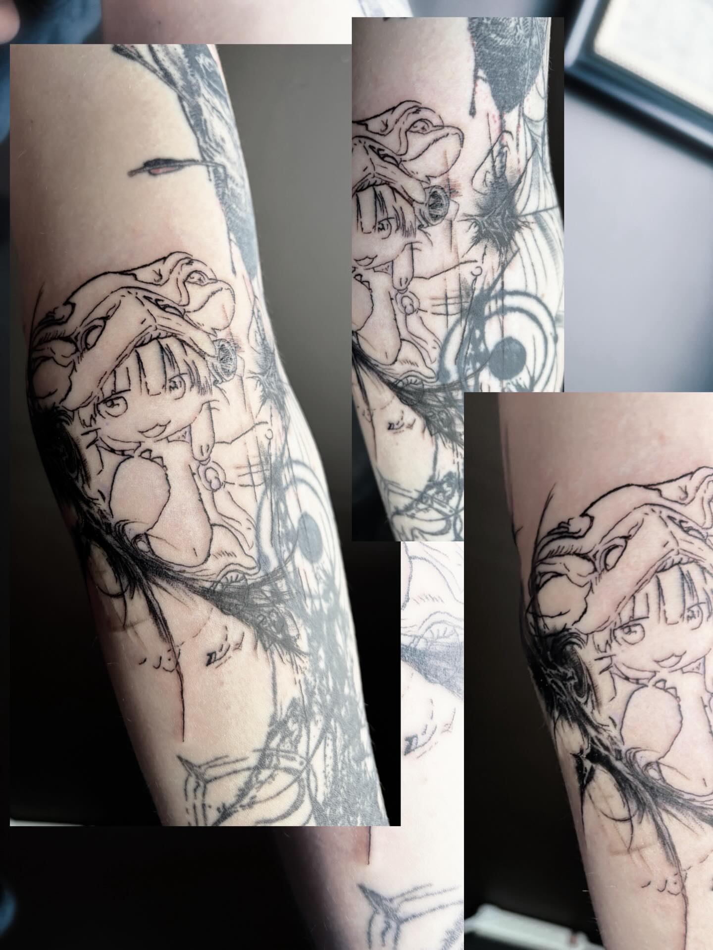 Anime character anime tattoo on the forearm by Dev