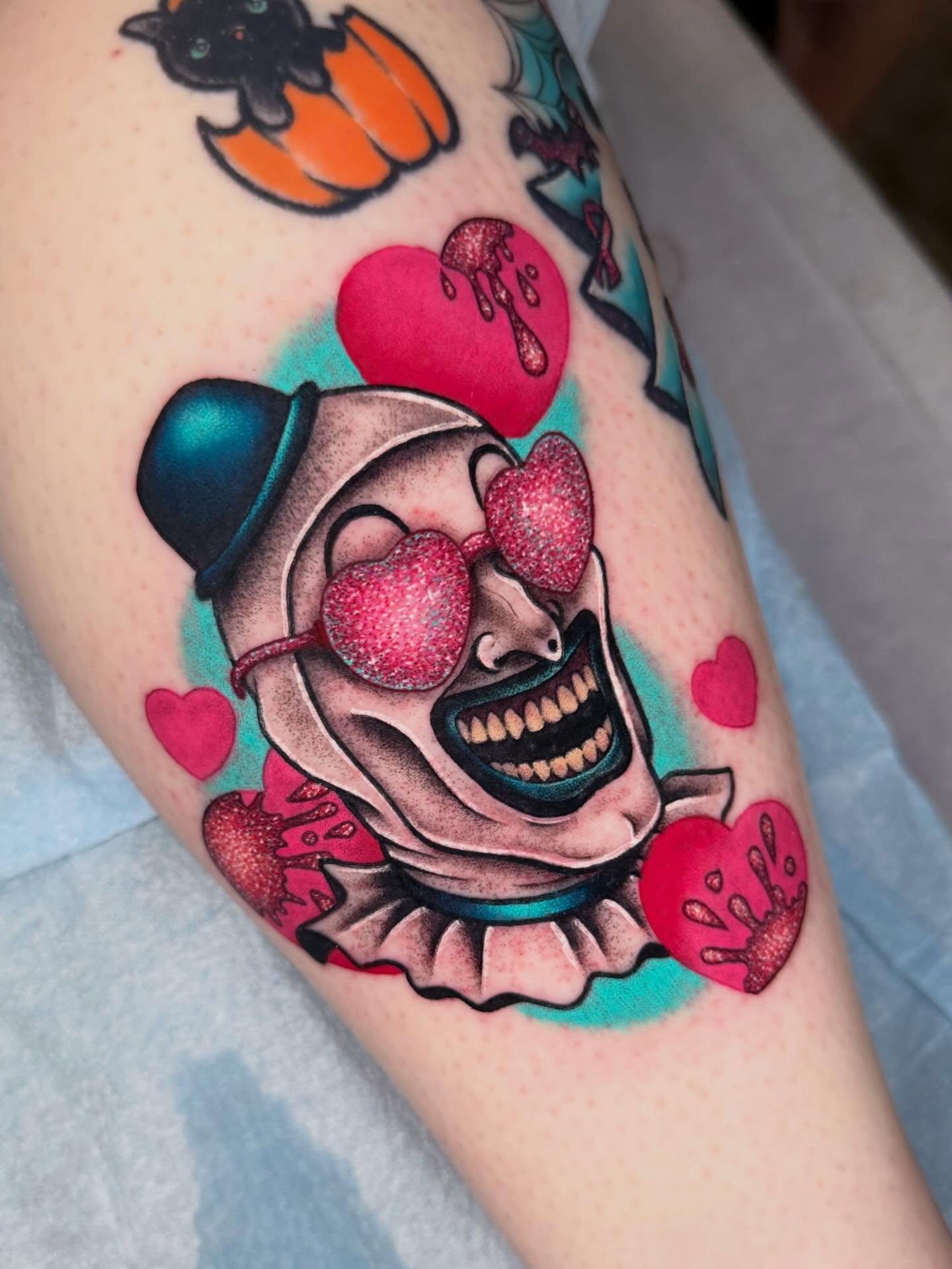 Clown American traditional tattoo on the forearm by πΈπππππππ πΈππππππππ, Bel Air, Maryland