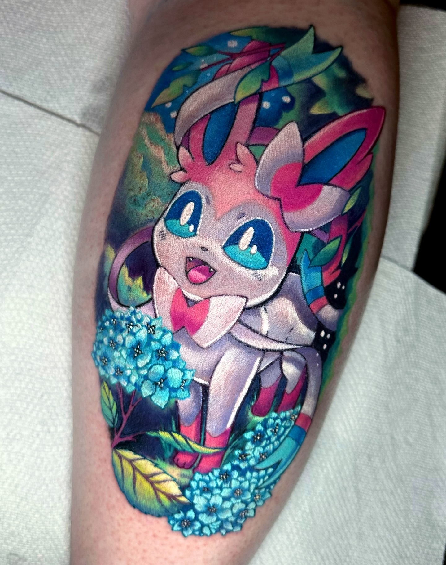 Sylphid new school tattoo on the thigh by ππͺπ΄π΄πΎ π