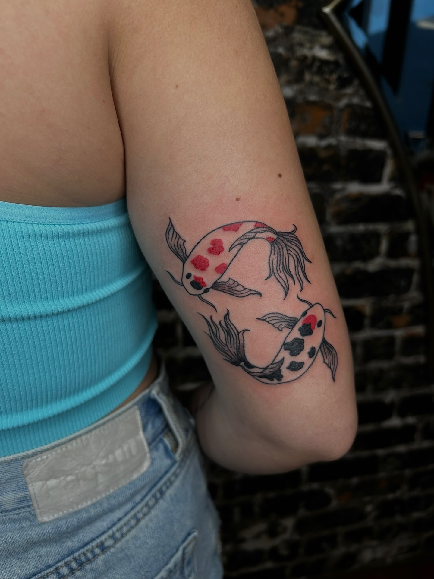 Koi fish dotwork tattoo on the forearm by 🇲🇽 Kiki