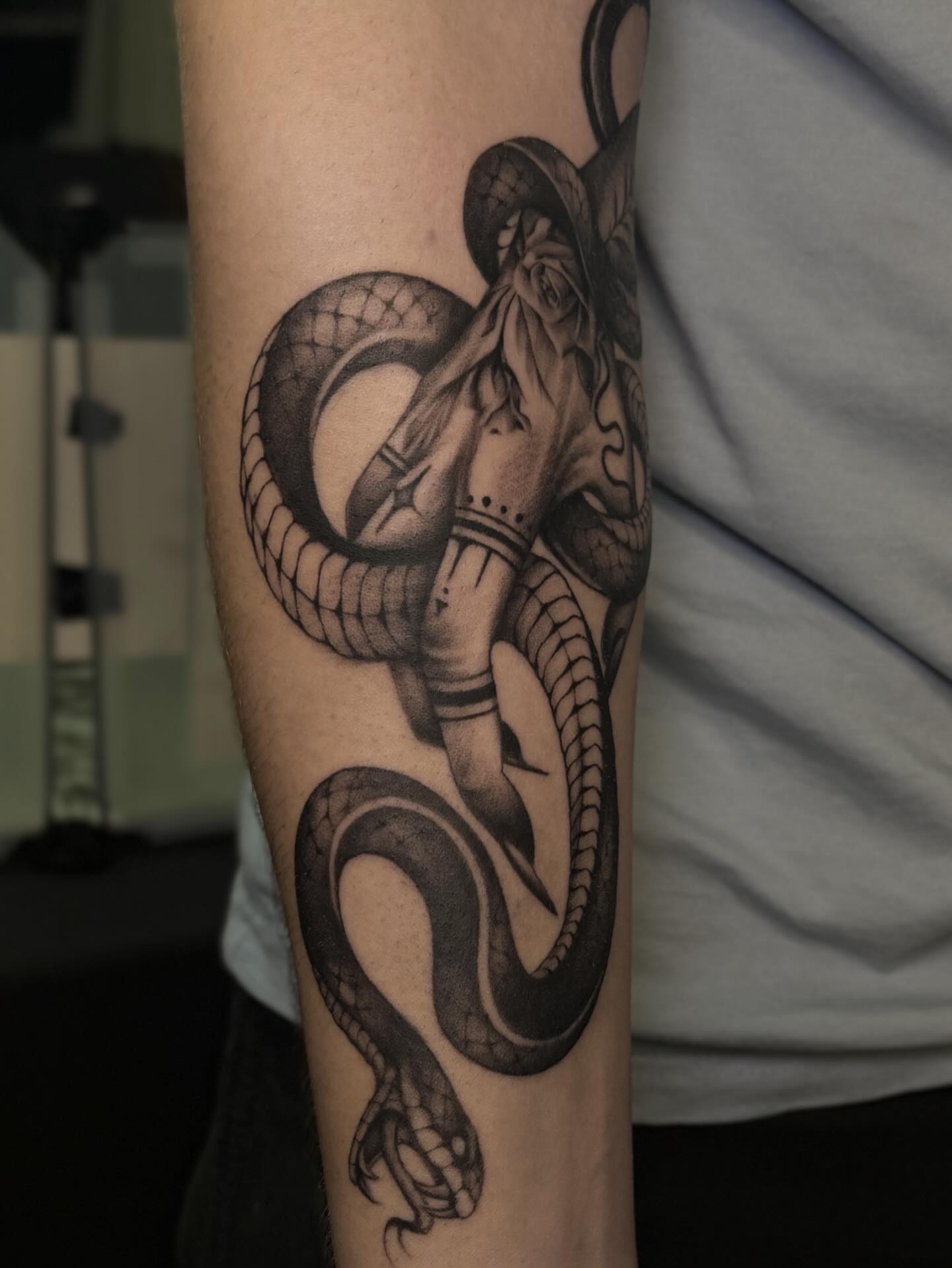 Tattoo by @brknsocialclub — black_and_grey, realism