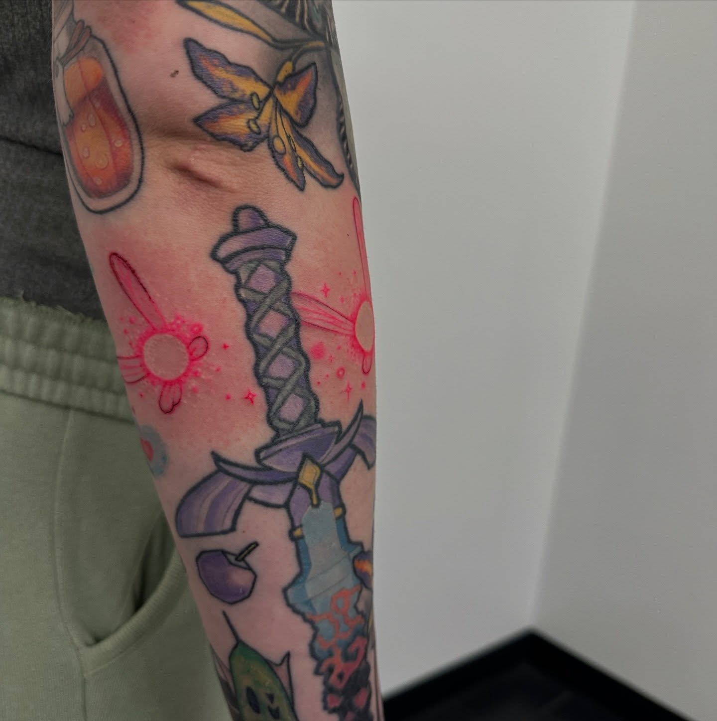Sword new school tattoo on the forearm by ๐ฌ๐๐๐ฏ๐ ๐ฆ ๐๐ฉ๐ฆ๐ท๐๐๐ข๐ฑ๐ฅ ๐ซง๐ผ, Joplin, Missouri