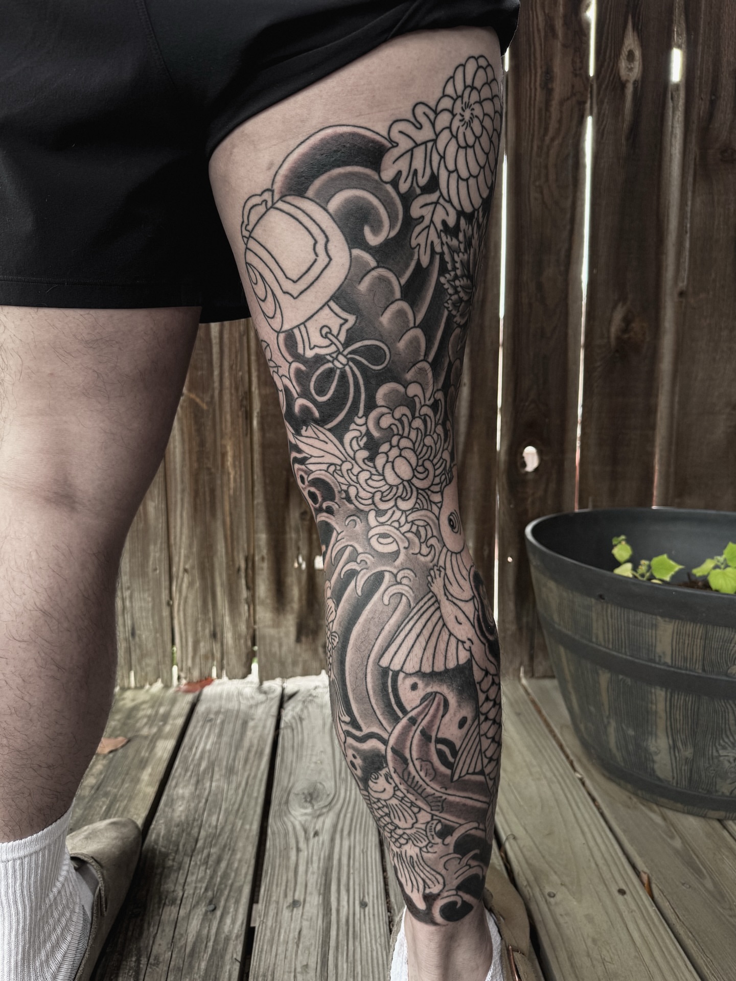 Tattoo by @mattbrookstattoo — japanese_irezumi, black_and_grey