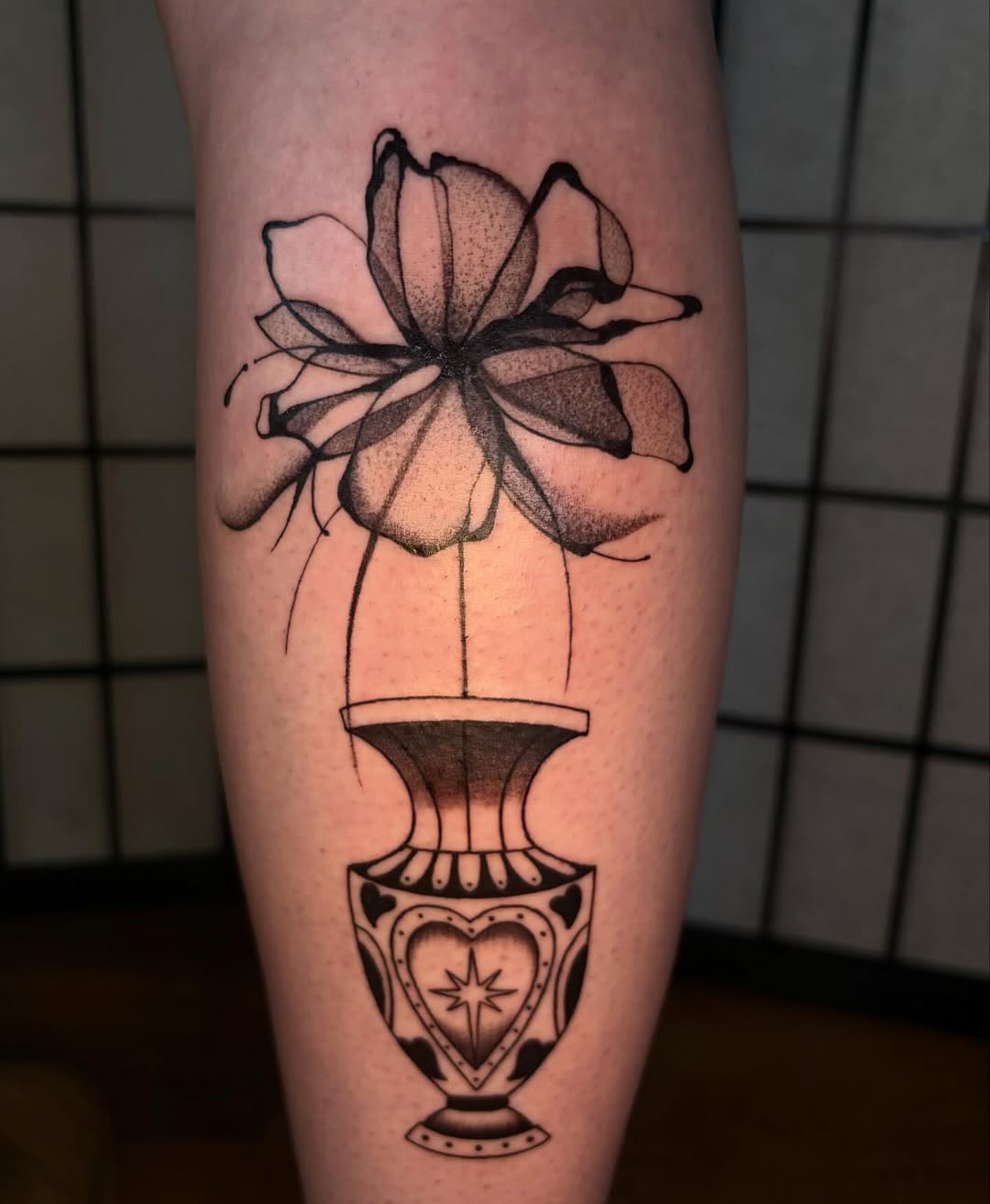 Tattoo by @limejuicetattoo — black_and_grey, dotwork
