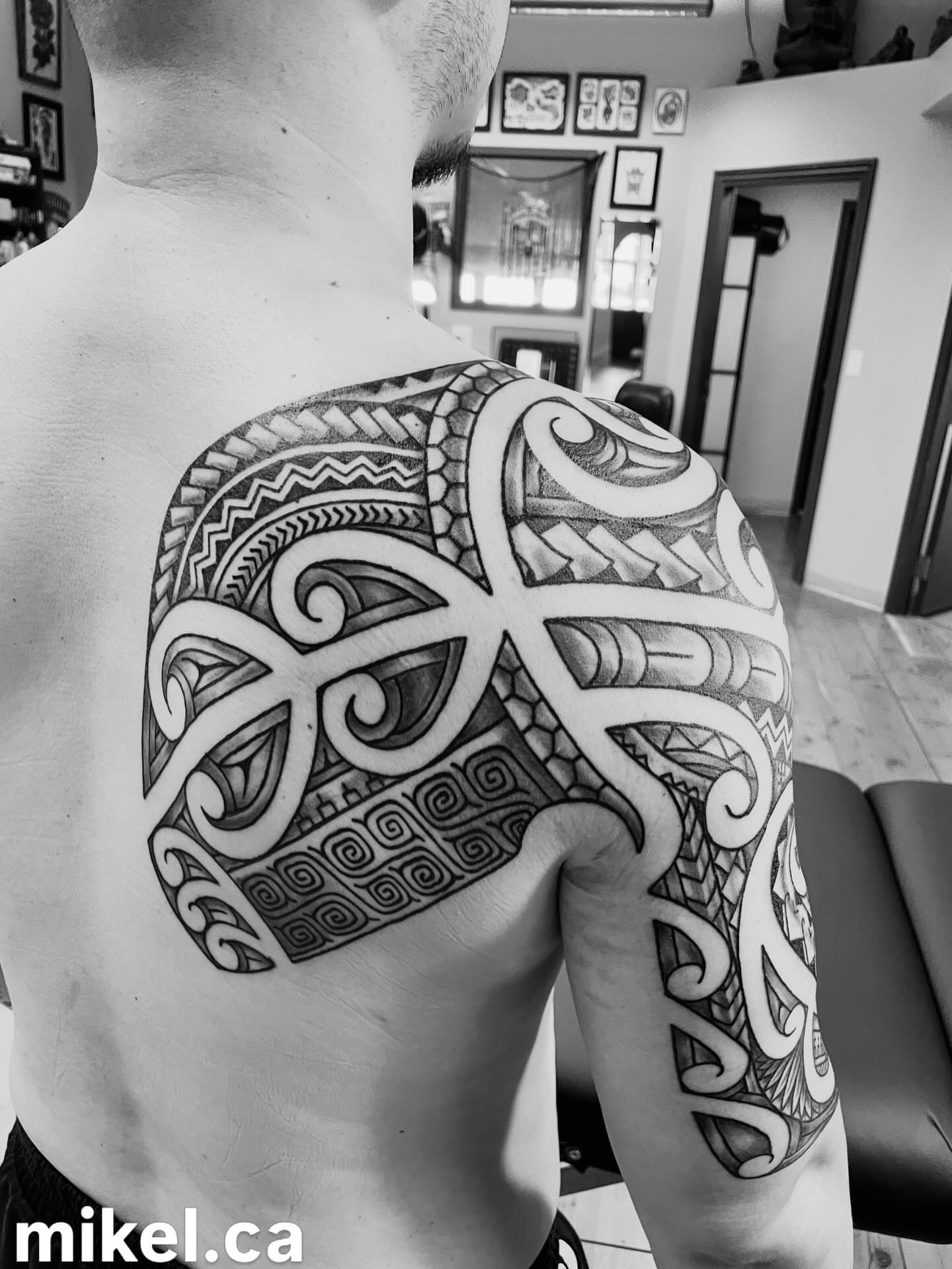 Tribal pattern tribal tattoo on the shoulder by mikel_tattoosangha