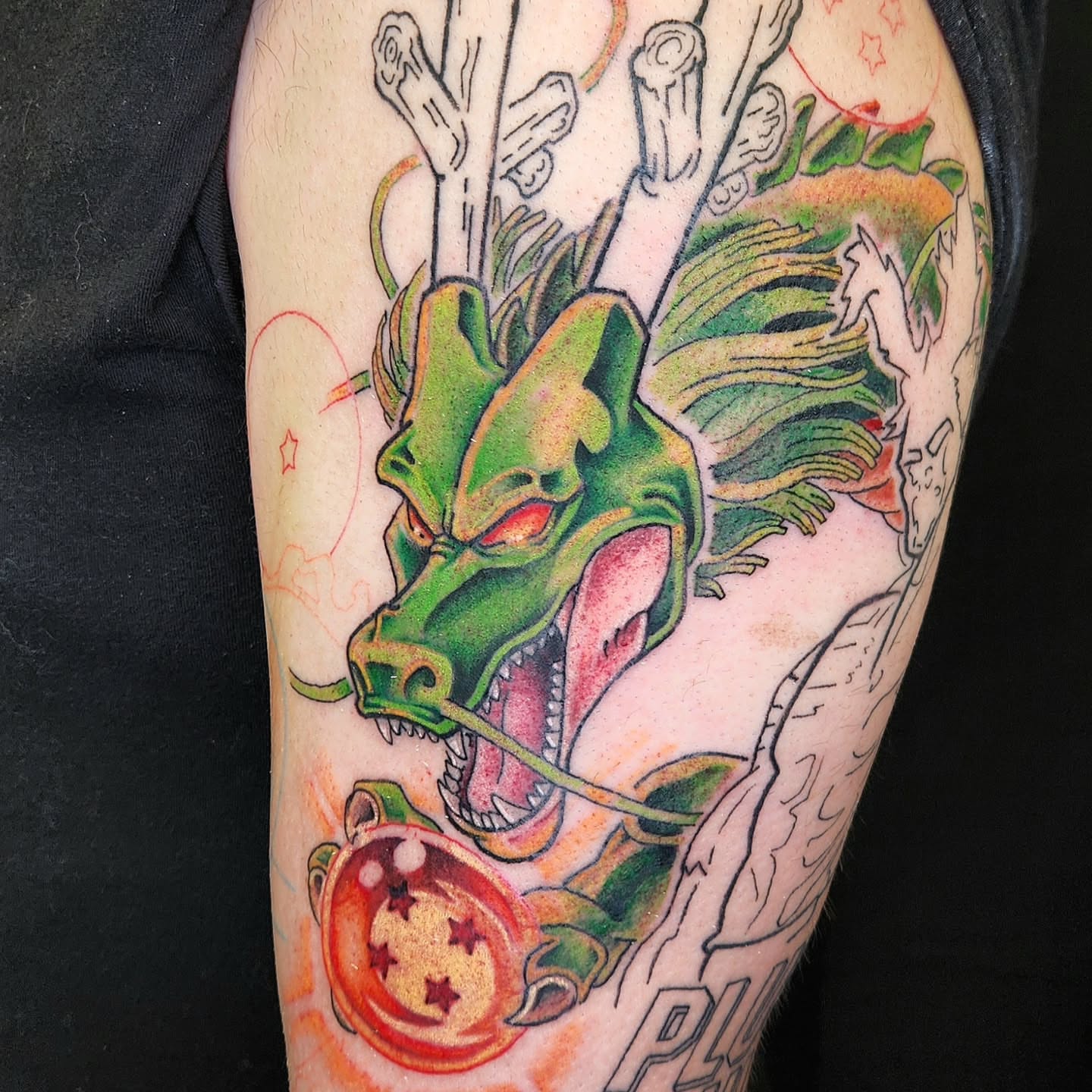 Dragon American traditional tattoo on the forearm by Elizabeth Stepp