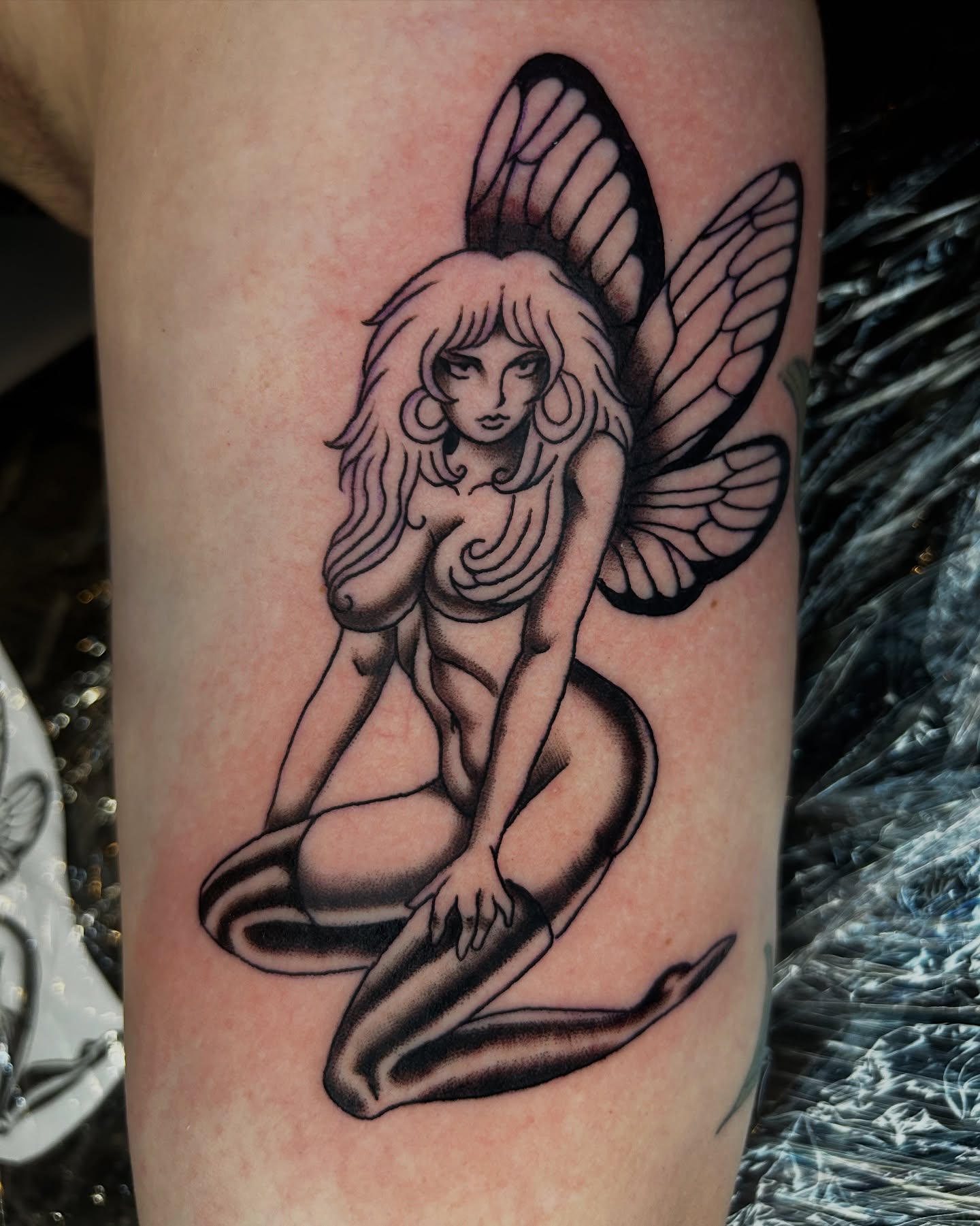 Tattoo by @dirtyblackboots — black_and_grey
