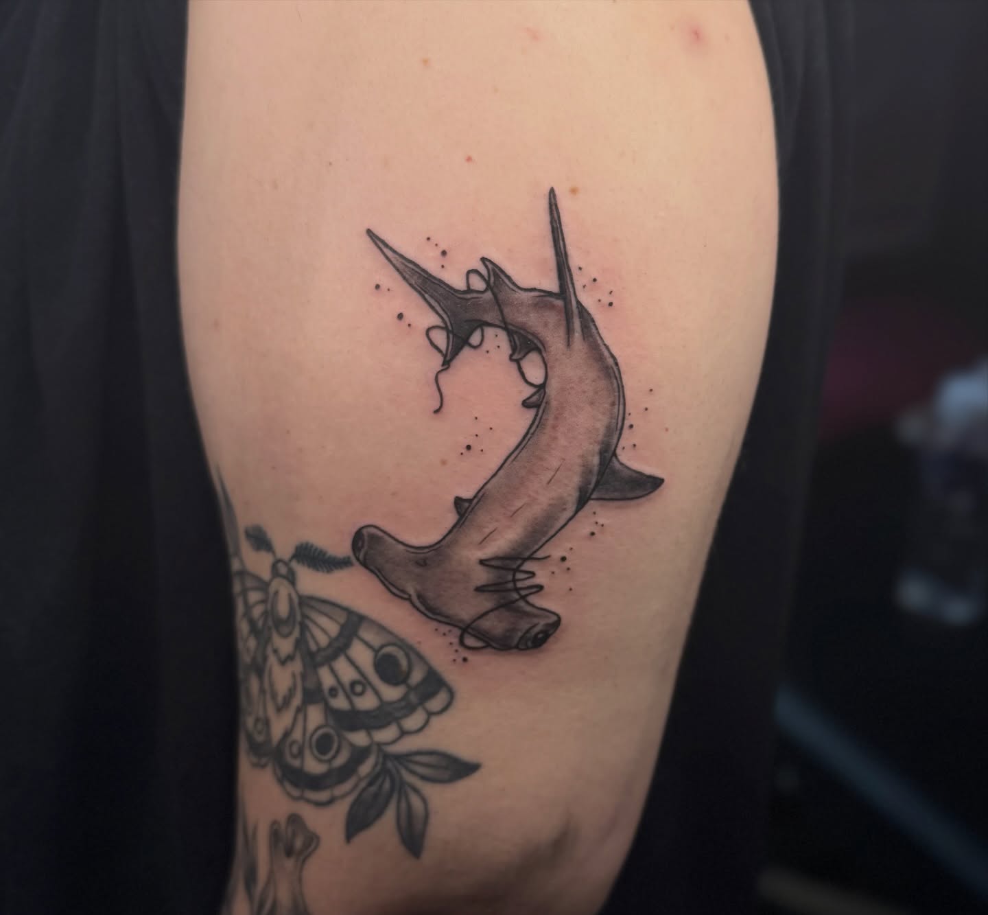 Marlin dotwork tattoo on the forearm by Minxxy Tattoos