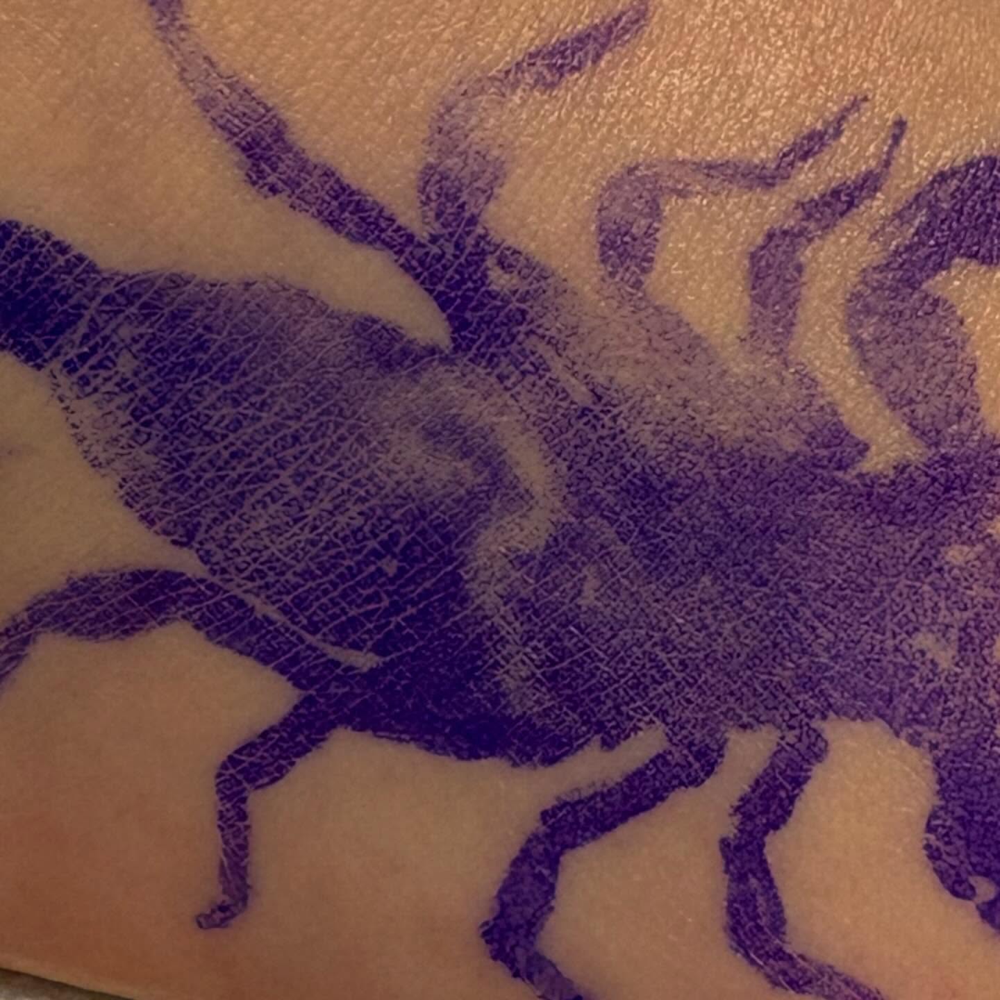 Spider dotwork tattoo on the upper arm by Jill