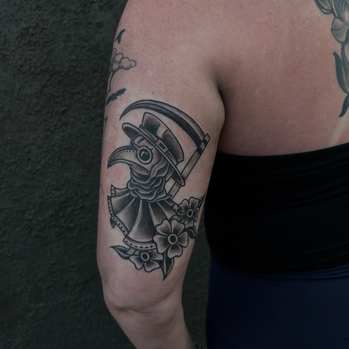 Tattoo by @b.crow.tattoos — black_and_grey