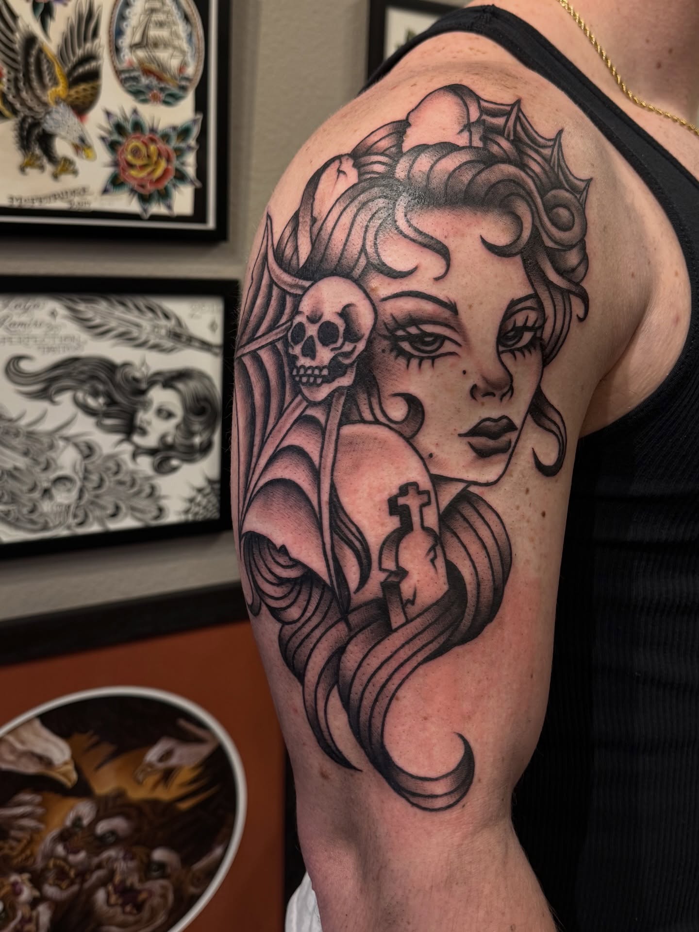 Tattoo by @josselynraetattoo — american_traditional, black_and_grey
