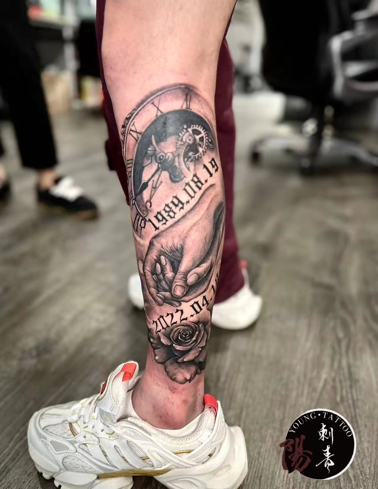 Couple holding hands realism tattoo on the forearm by Ying